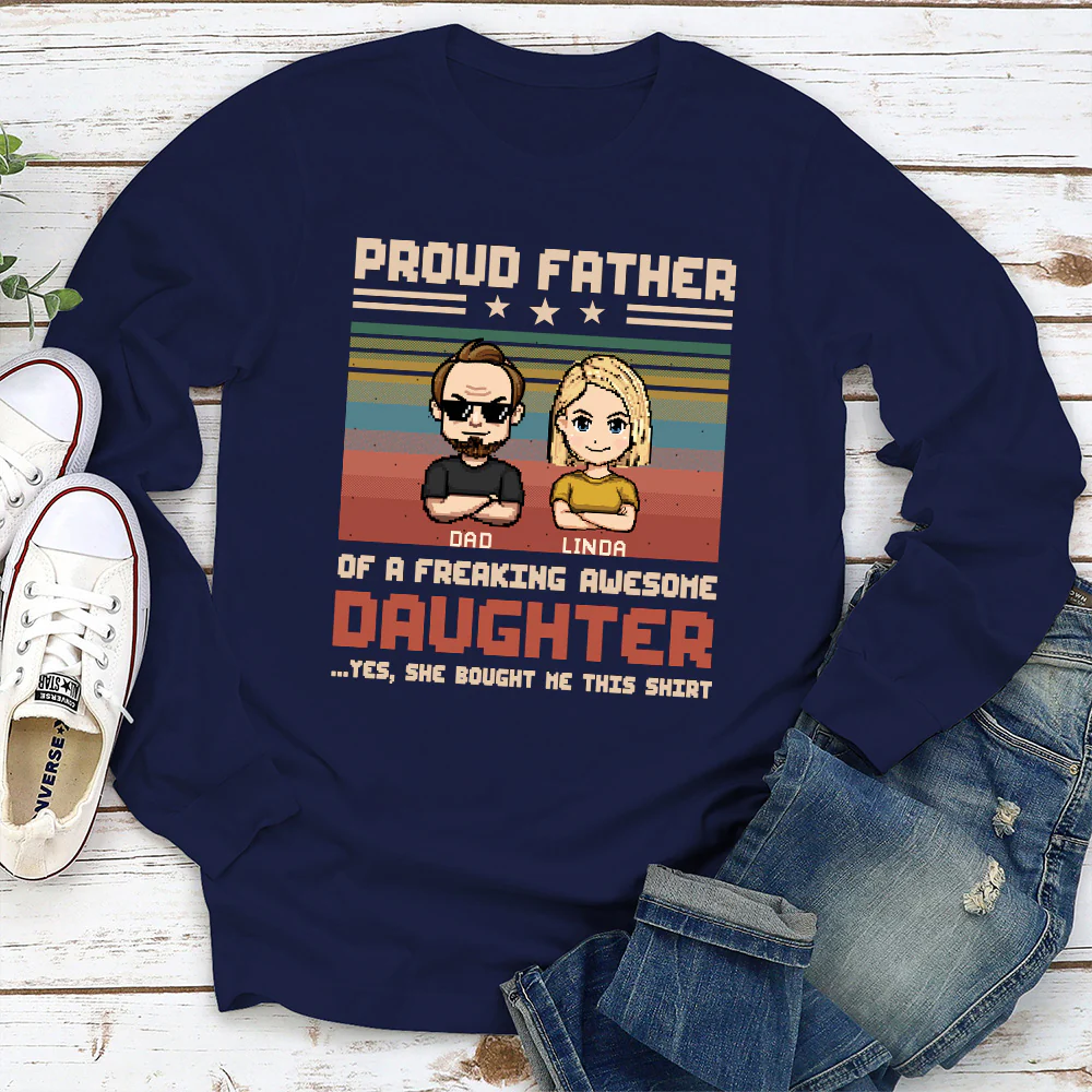 Proud Dad Of Freaking Awesome Kid - Personalized Custom Shirt - Image 3