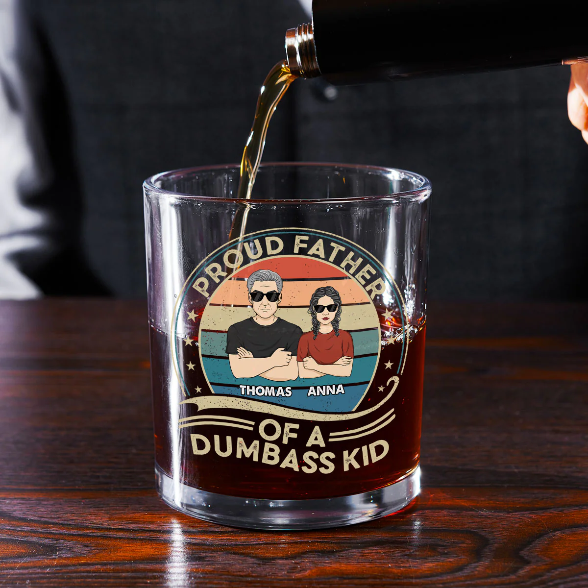 Proud Father Of A Few Kids - Personalized Custom Whiskey Glass - Image 3