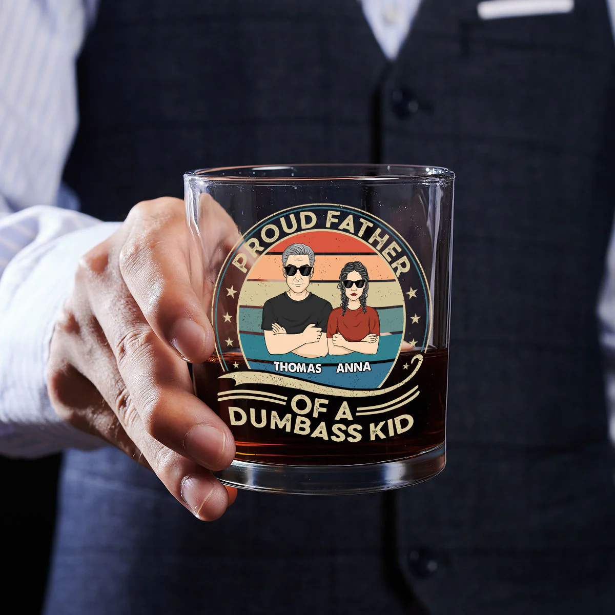 Proud Father Of A Few Kids - Personalized Custom Whiskey Glass - Image 4