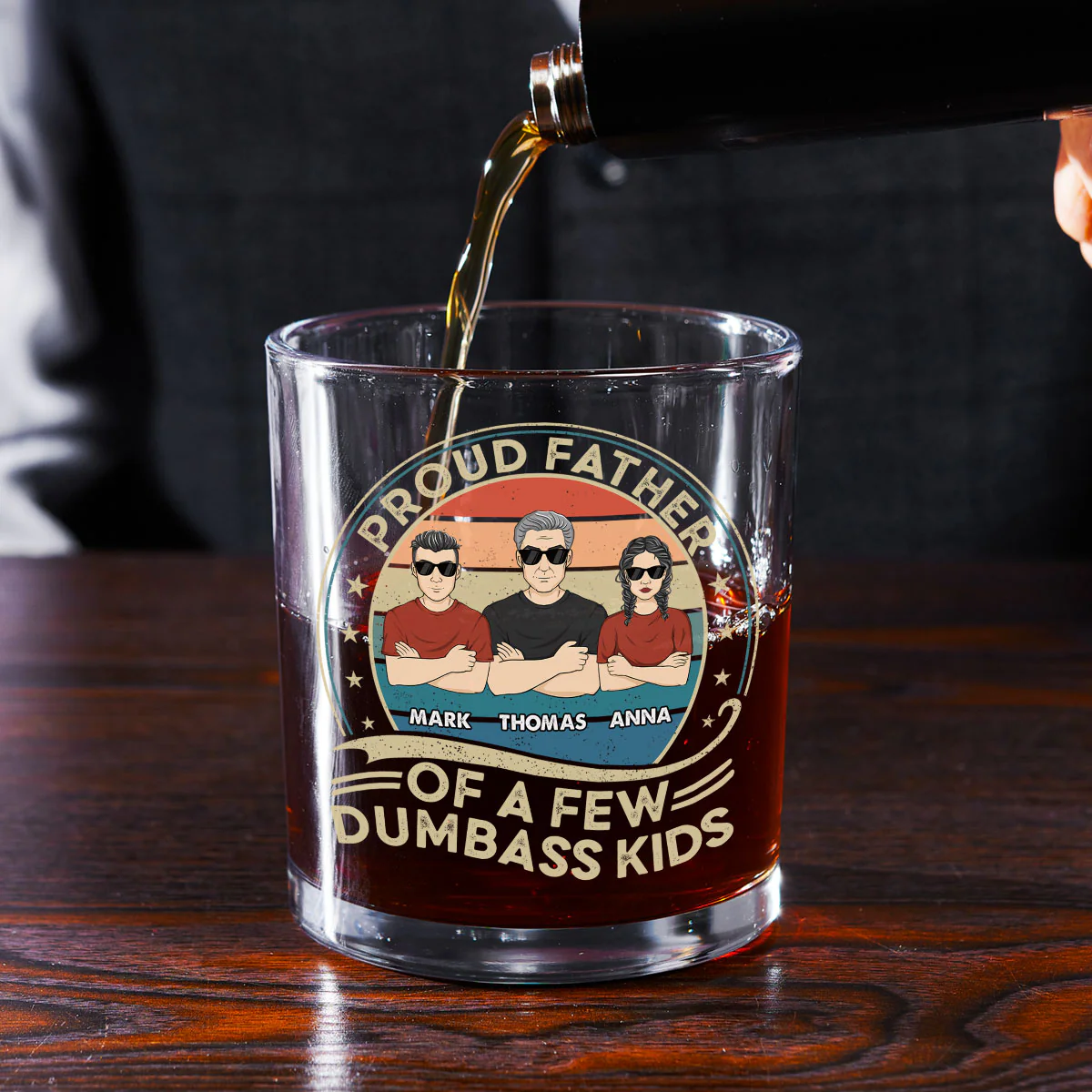 Proud Father Of A Few Kids - Personalized Custom Whiskey Glass - Image 5