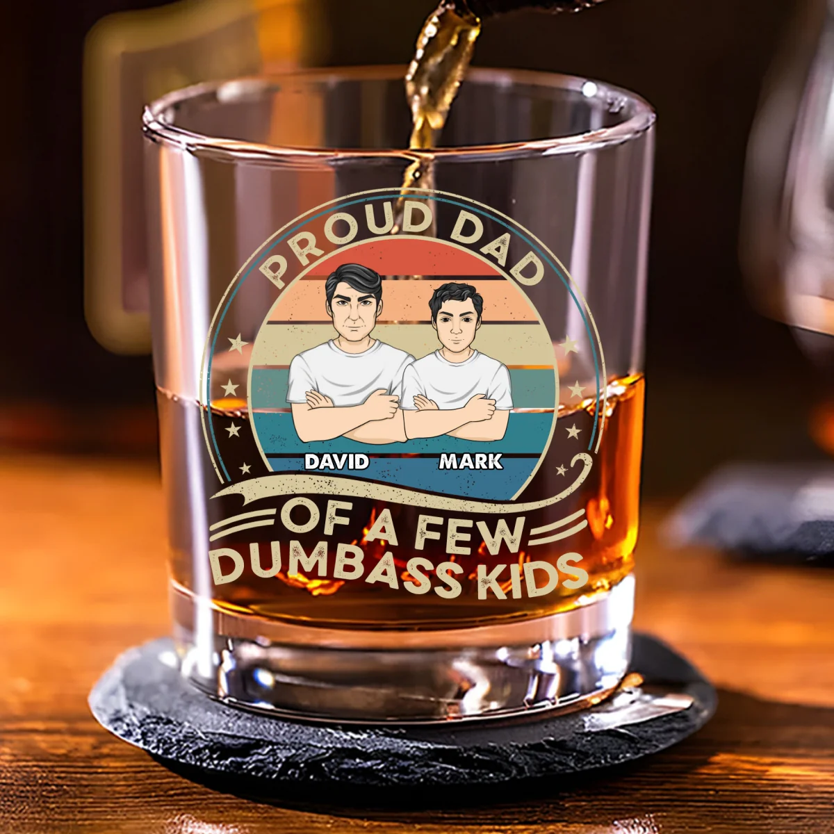 Proud Father Of A Few Kids - Personalized Custom Whiskey Glass - Image 6