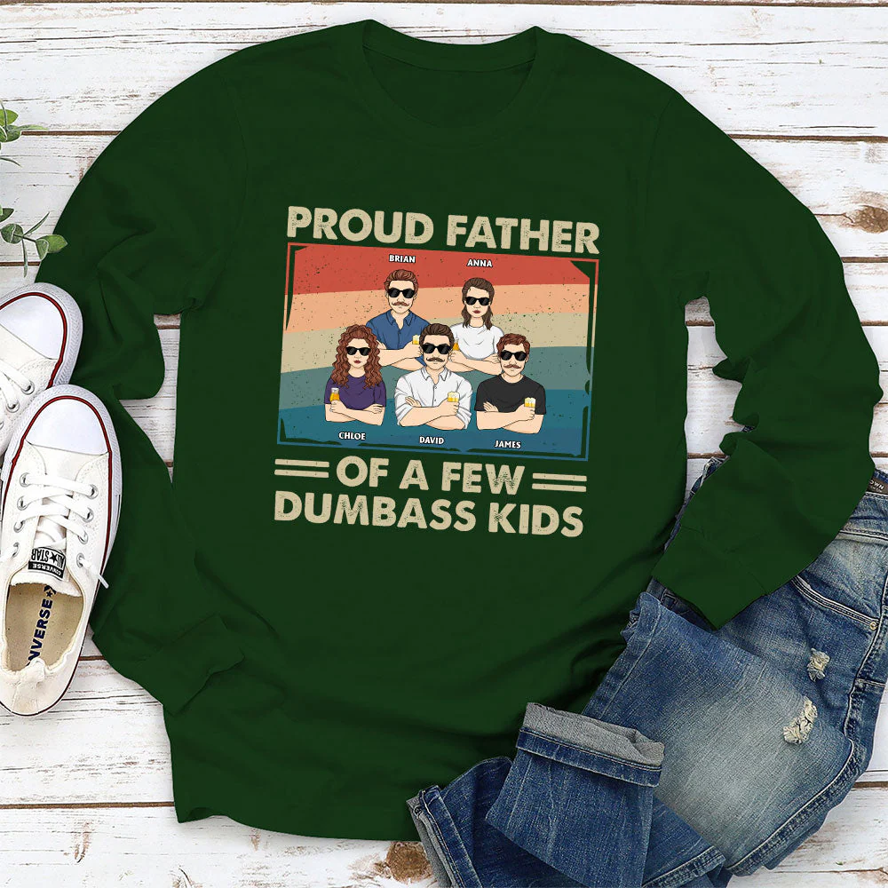 Proud Father Of A Few - Personalized Custom Long Sleeve T-shirt - Image 3