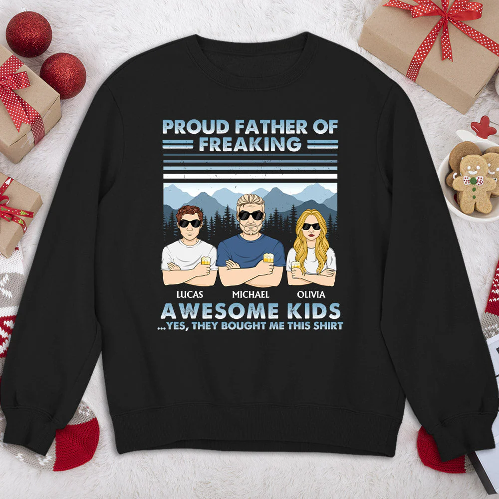 Proud Father Of Awesome Kids - Personalized Custom Shirt - Image 5