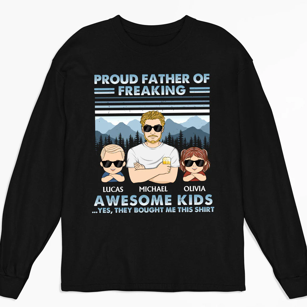 Proud Father Of Freaking Awesome Kids Young - Personalized Custom Shirt - Image 6