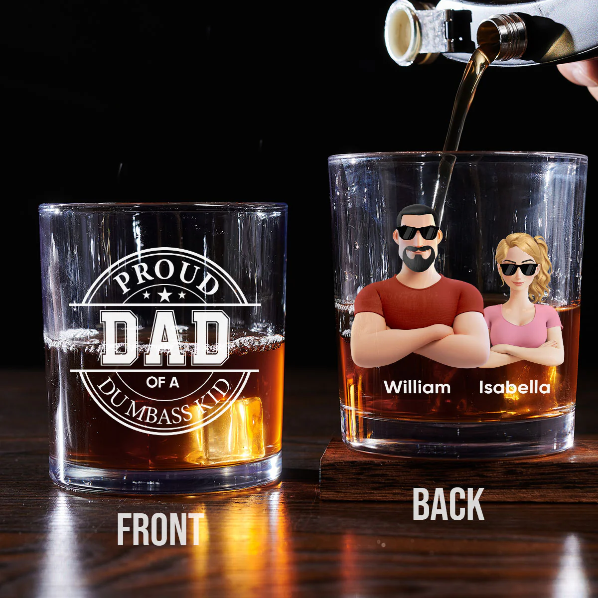 Proud Father - Personalized Custom Whiskey Glass - Image 3
