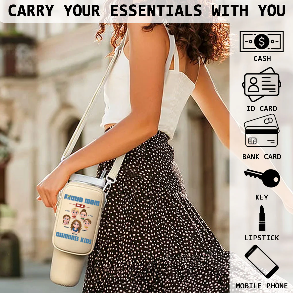 Proud Mom - Personalized Custom Water Bottle Carrier Bag - Image 4