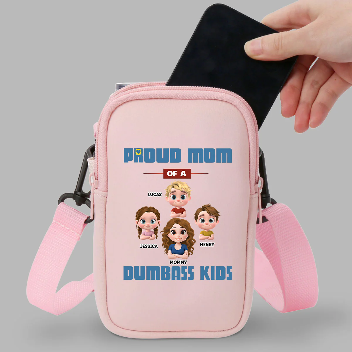 Proud Mom - Personalized Custom Water Bottle Carrier Bag - Image 6