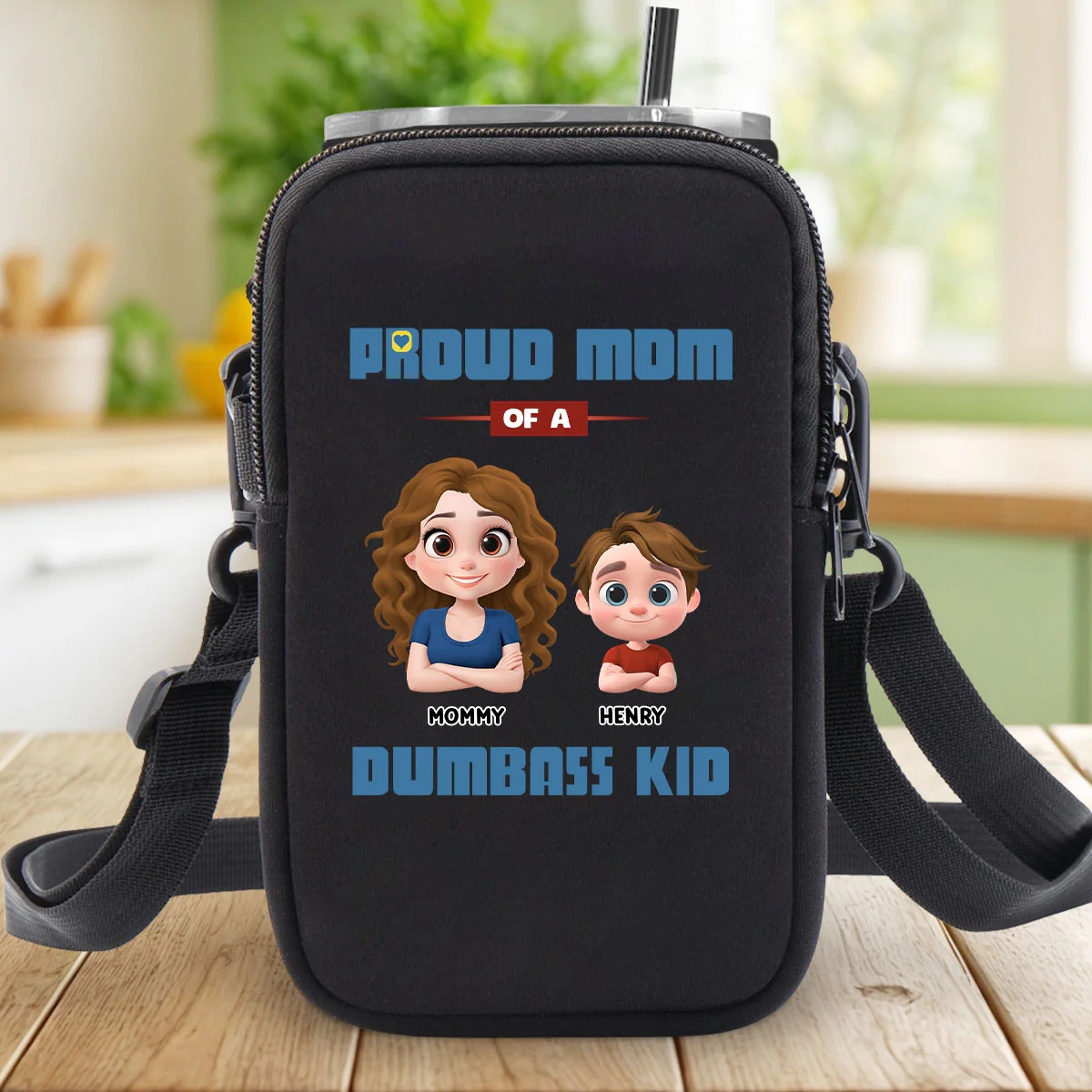 Proud Mom - Personalized Custom Water Bottle Carrier Bag - Image 7