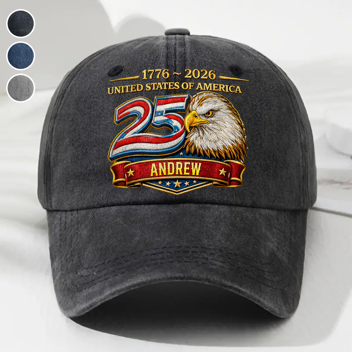 Proud Of Being American - Personalized Custom Vintage Washed Denim Cap