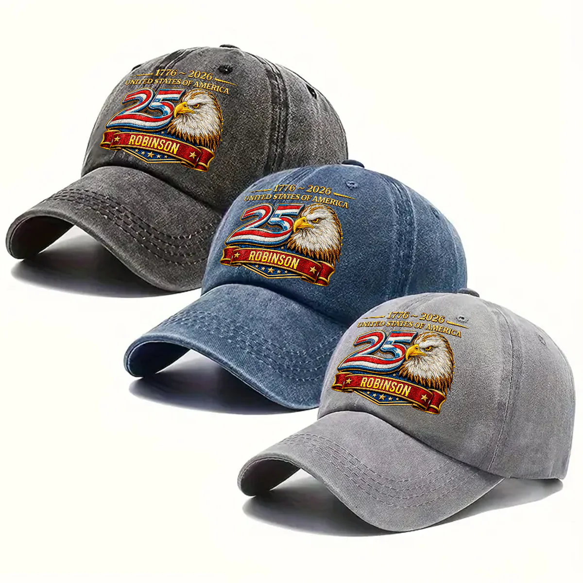 Proud Of Being American - Personalized Custom Vintage Washed Denim Cap - Image 5