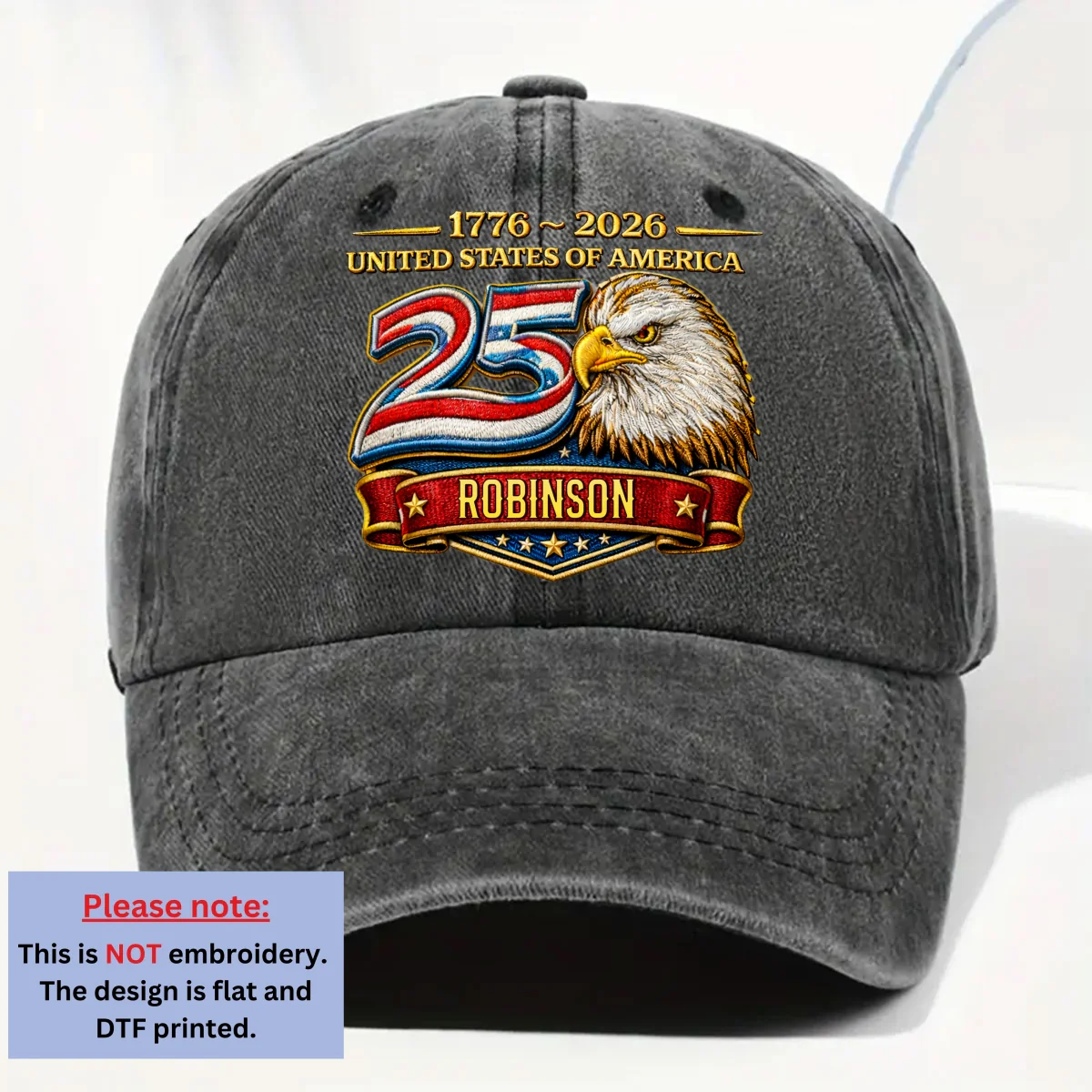Proud Of Being American - Personalized Custom Vintage Washed Denim Cap - Image 7