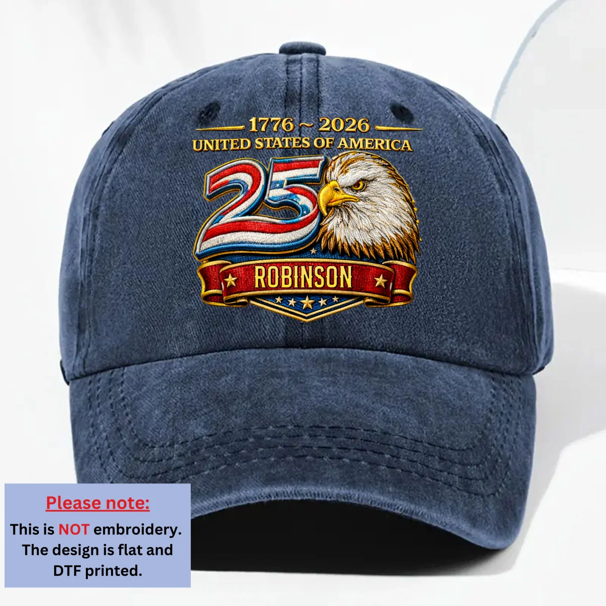 Proud Of Being American - Personalized Custom Vintage Washed Denim Cap - Image 9