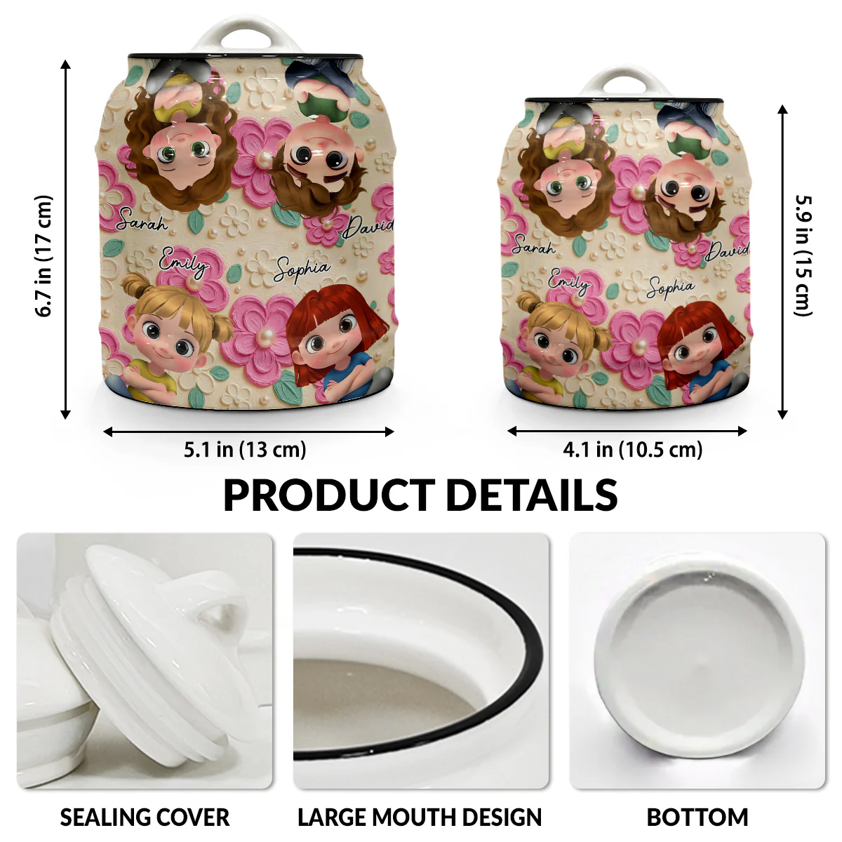 Proud Of Being Grandma - Personalized Custom 3D Inflated Effect Ceramic Jar - Image 5