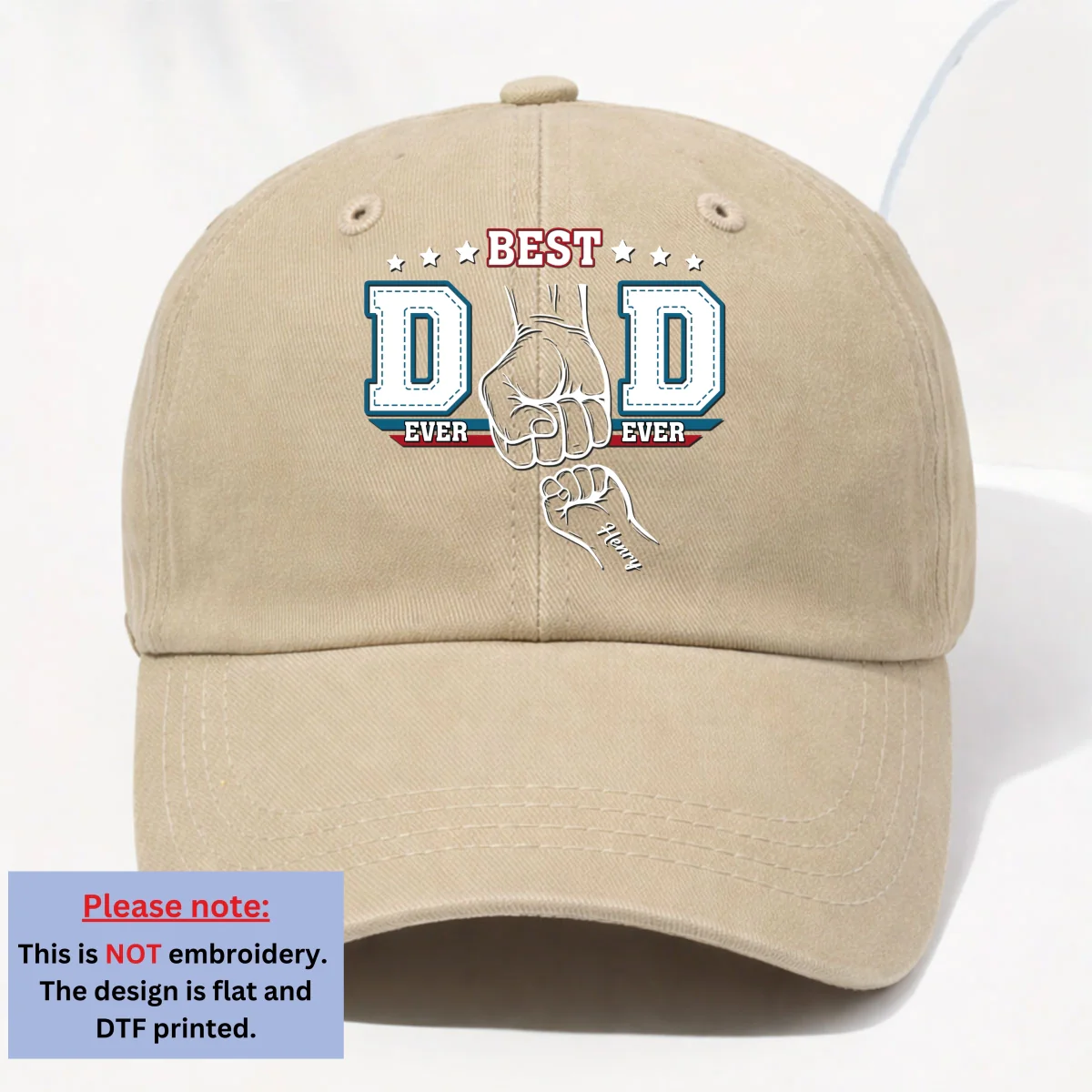 Proud Of Dad Ever - Personalized Custom Vintage Washed Denim Cap - Image 10