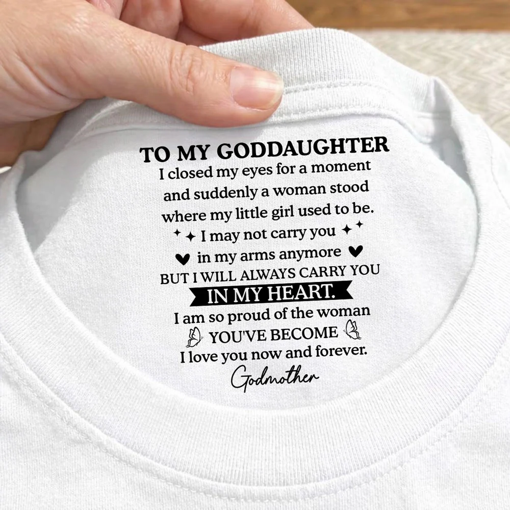 Proud Of My Little Girl - Personalized Custom Inside Neck Print T-shirt - Image 2