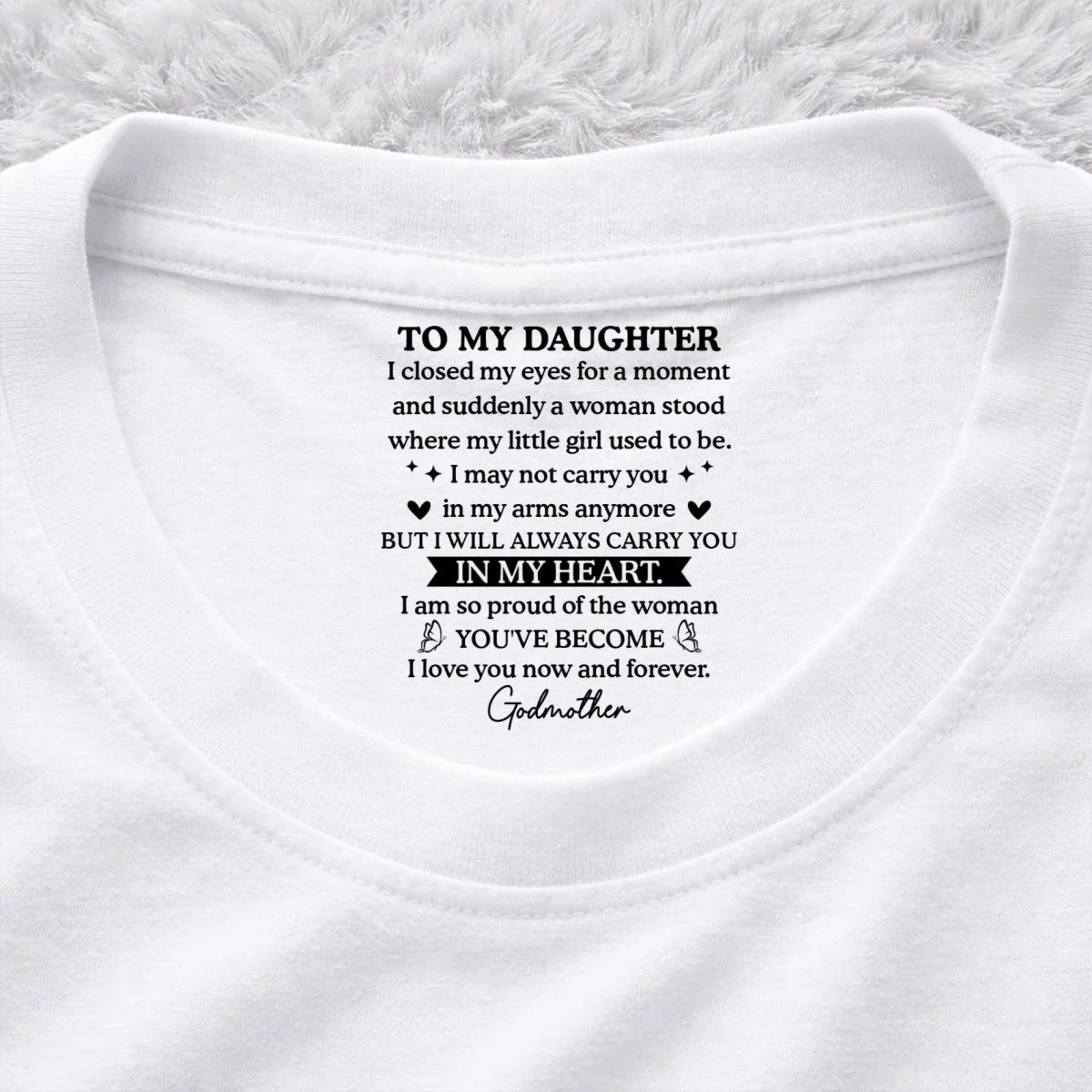 Proud Of My Little Girl - Personalized Custom Inside Neck Print T-shirt - Image 7