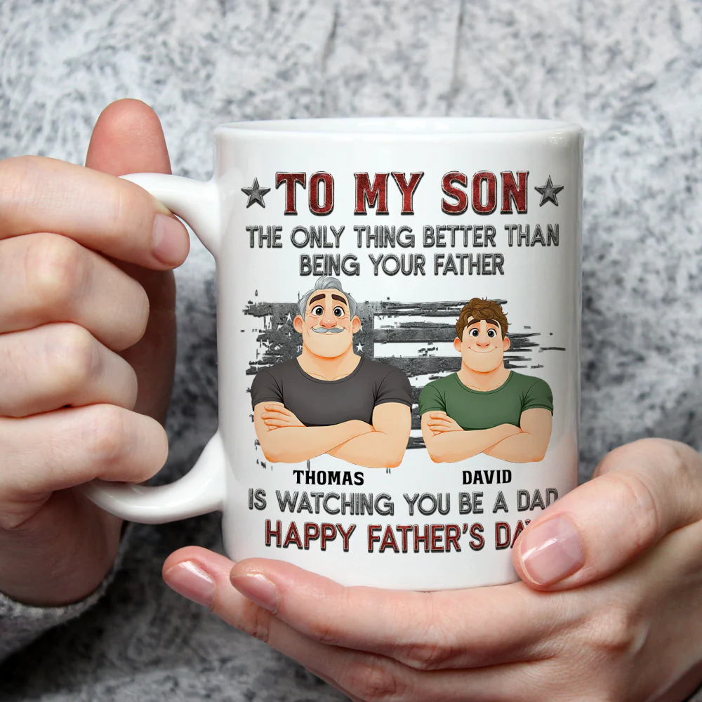 Proud Of My Son Be A Dad - Personalized Custom 3D Inflated Effect Mug - Image 2