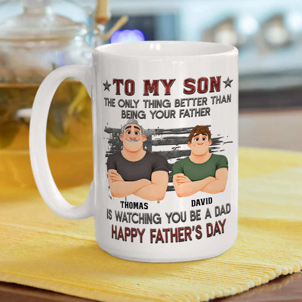 Proud Of My Son Be A Dad - Personalized Custom 3D Inflated Effect Mug - Image 4