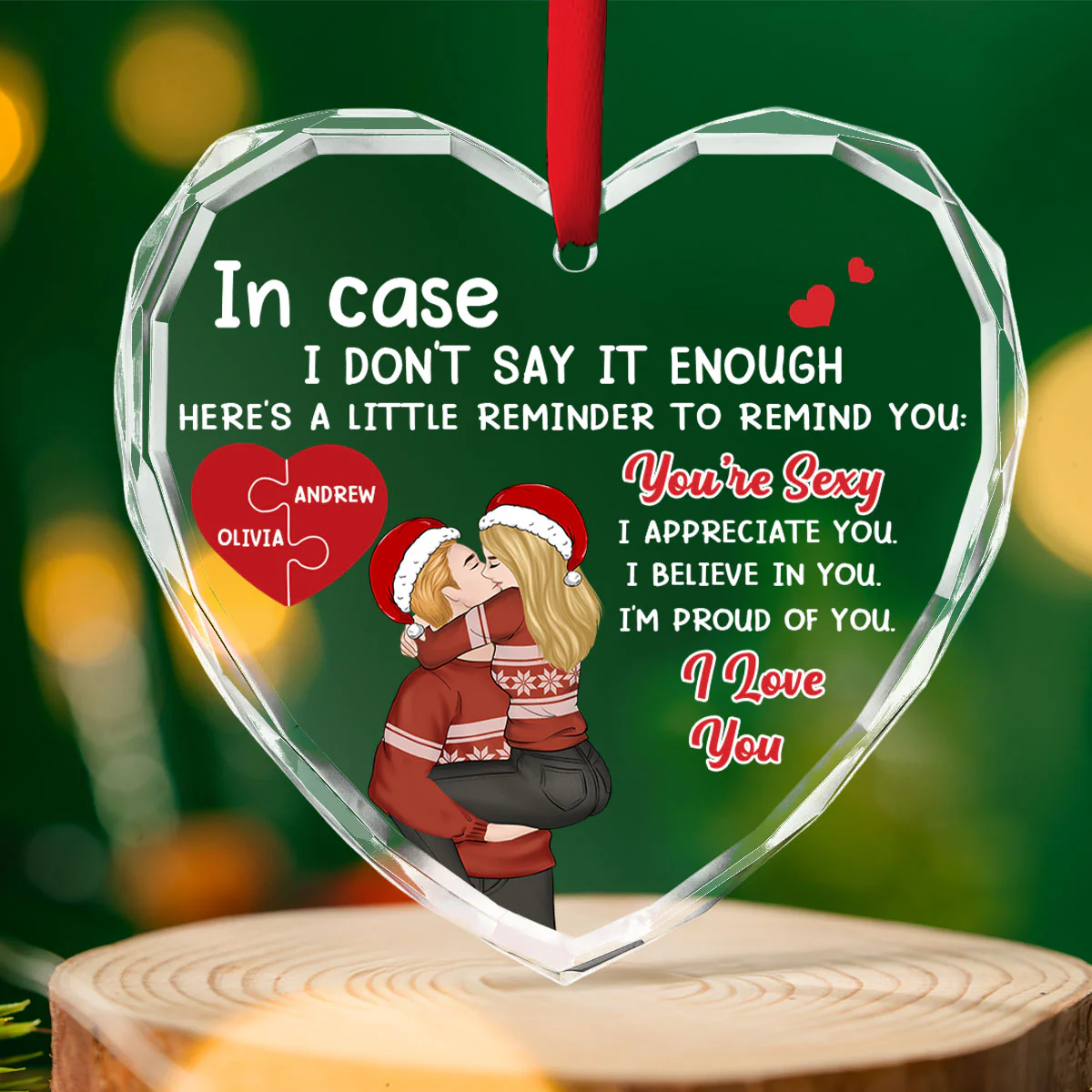 Proud Of You Love - Personalized Custom Glass Ornament - Image 2