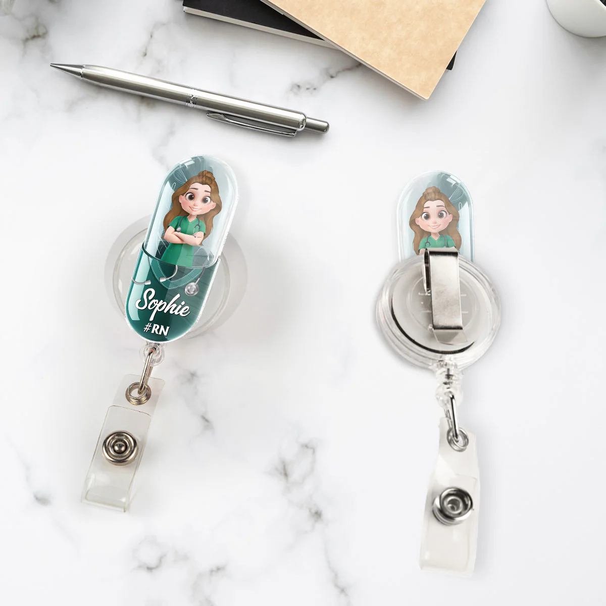 Proud To Be A Nurse Capsule - Personalized Custom Acrylic Badge Reel - Image 4