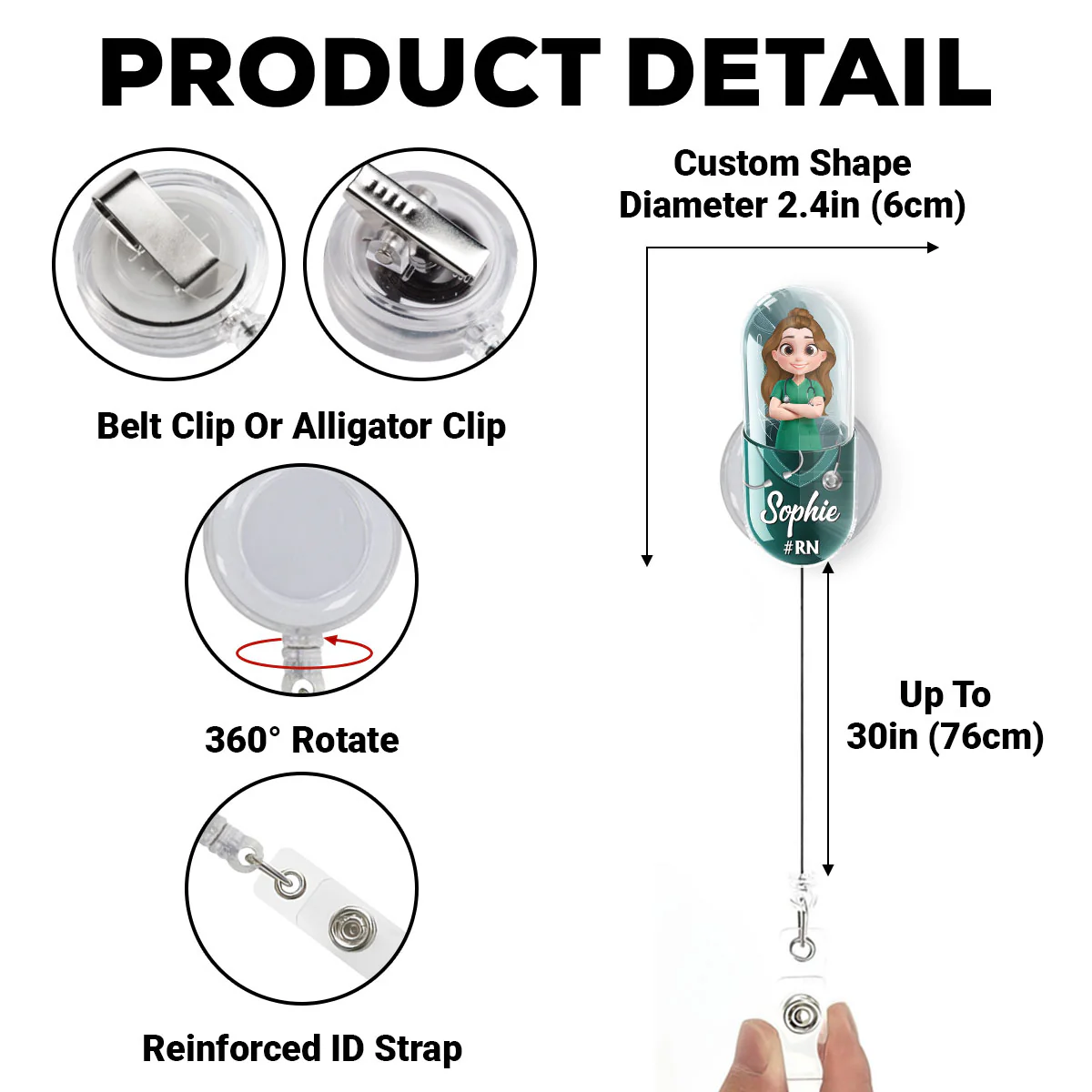 Proud To Be A Nurse Capsule - Personalized Custom Acrylic Badge Reel - Image 6