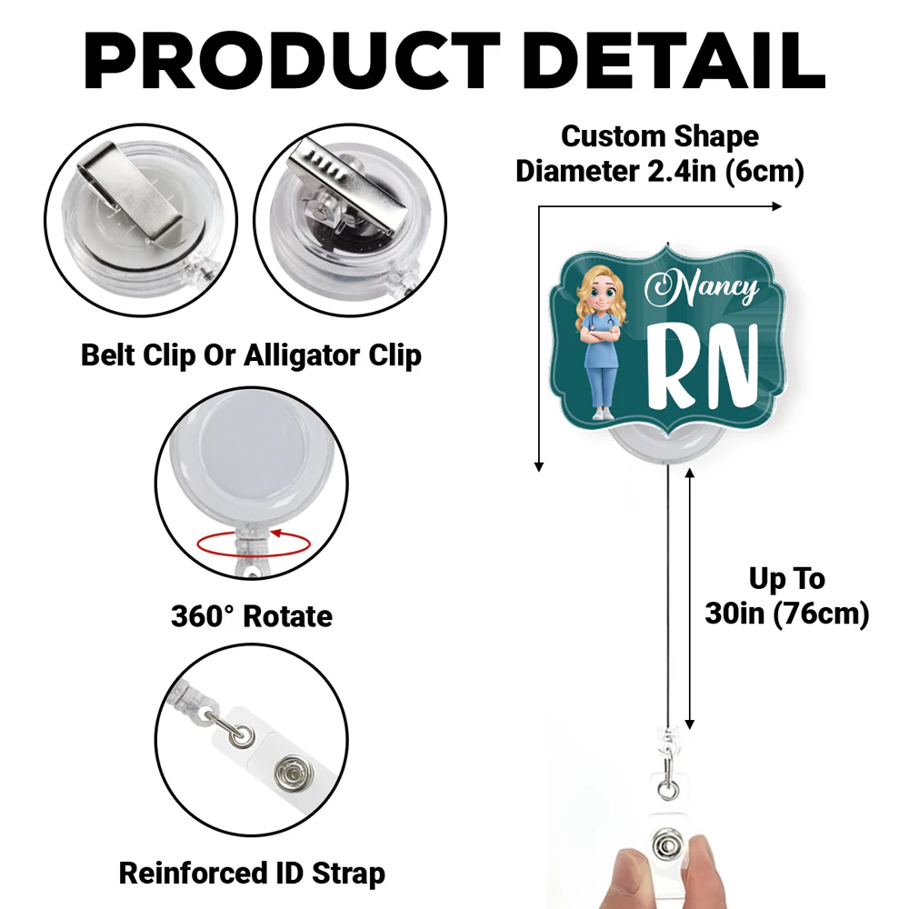 Proud To Be A Nurse - Personalized Custom Acrylic Badge Reel - Image 7