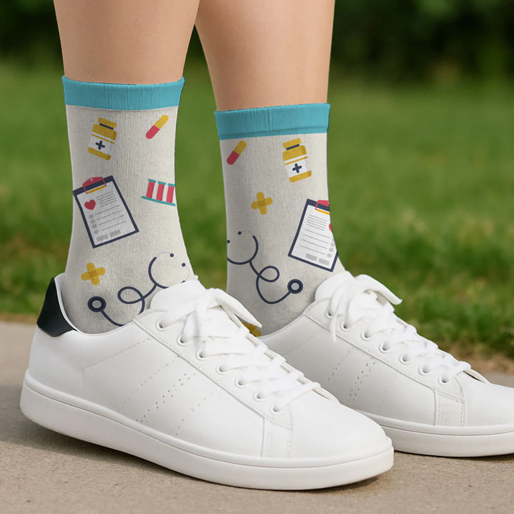 Proud To Be A Nurse - Personalized Custom Crew Socks - Image 4