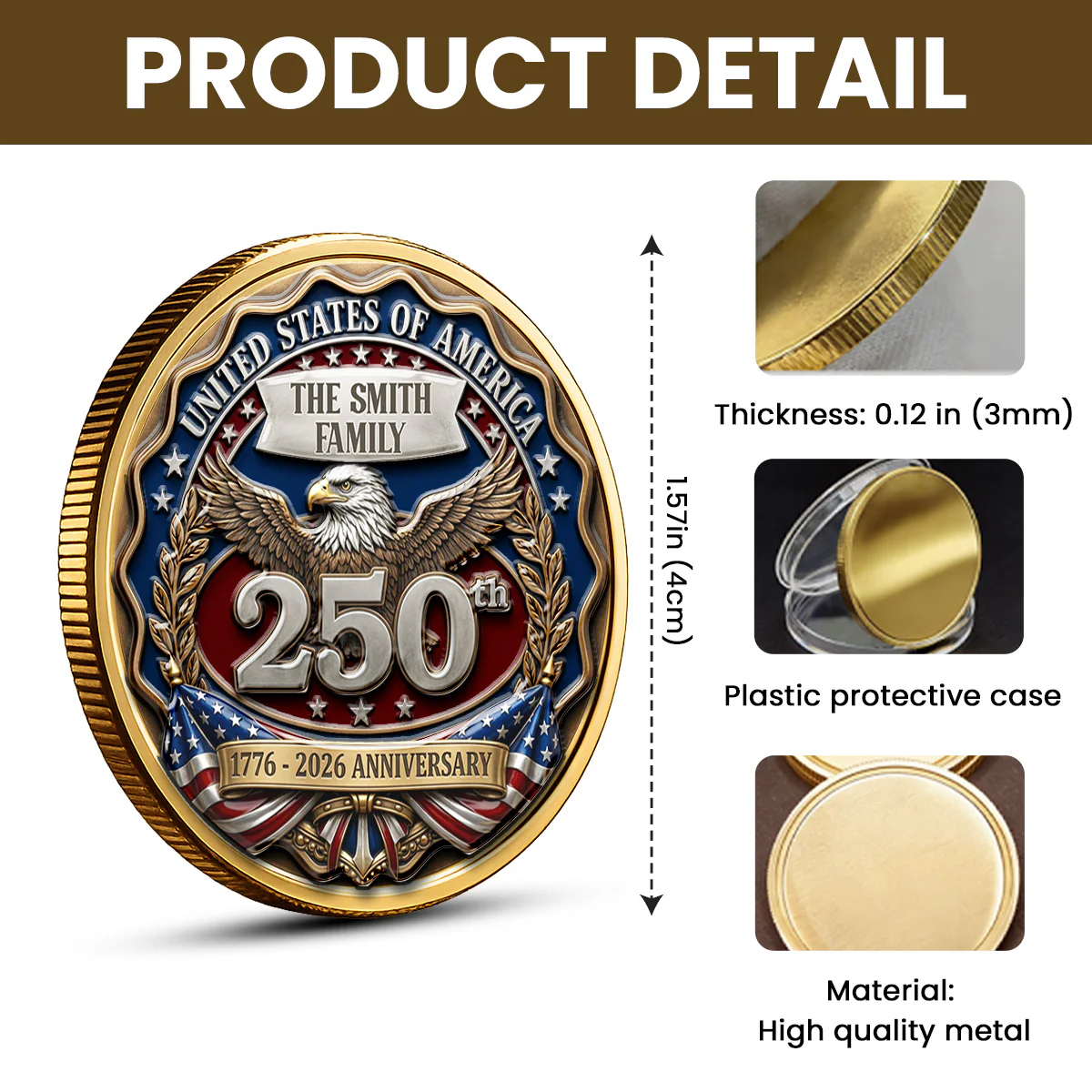 Proud To Be American - Personalized Custom Commemorative Keepsake Coin - Image 6