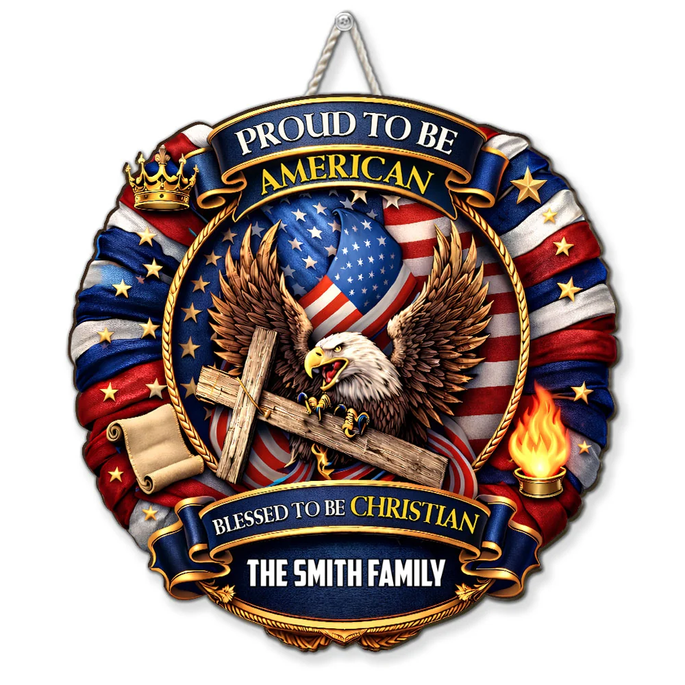 Proud To Be American - Personalized Custom Wood Sign - Image 8