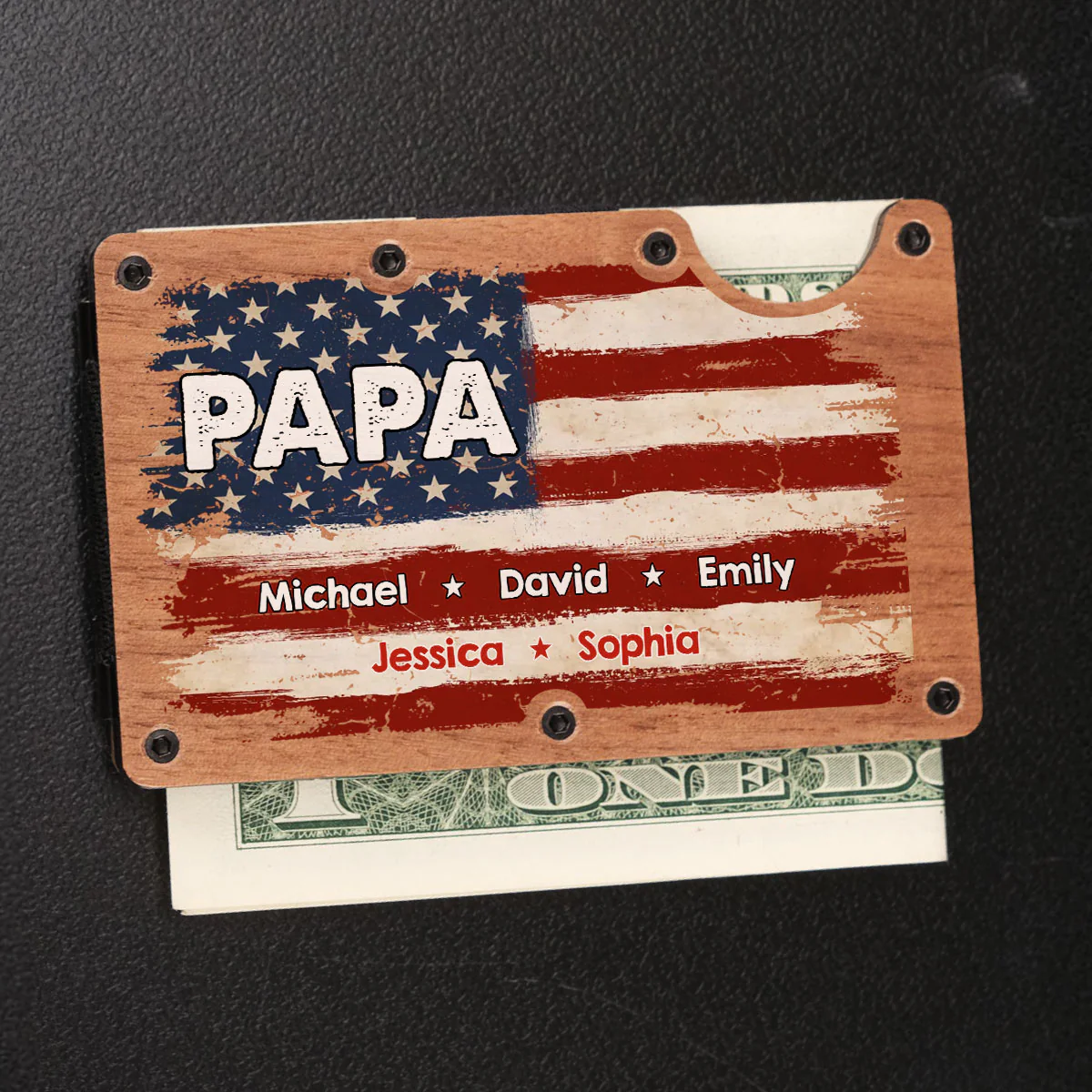 Proud To Be American - Personalized Custom Wooden Card Holder - Image 3