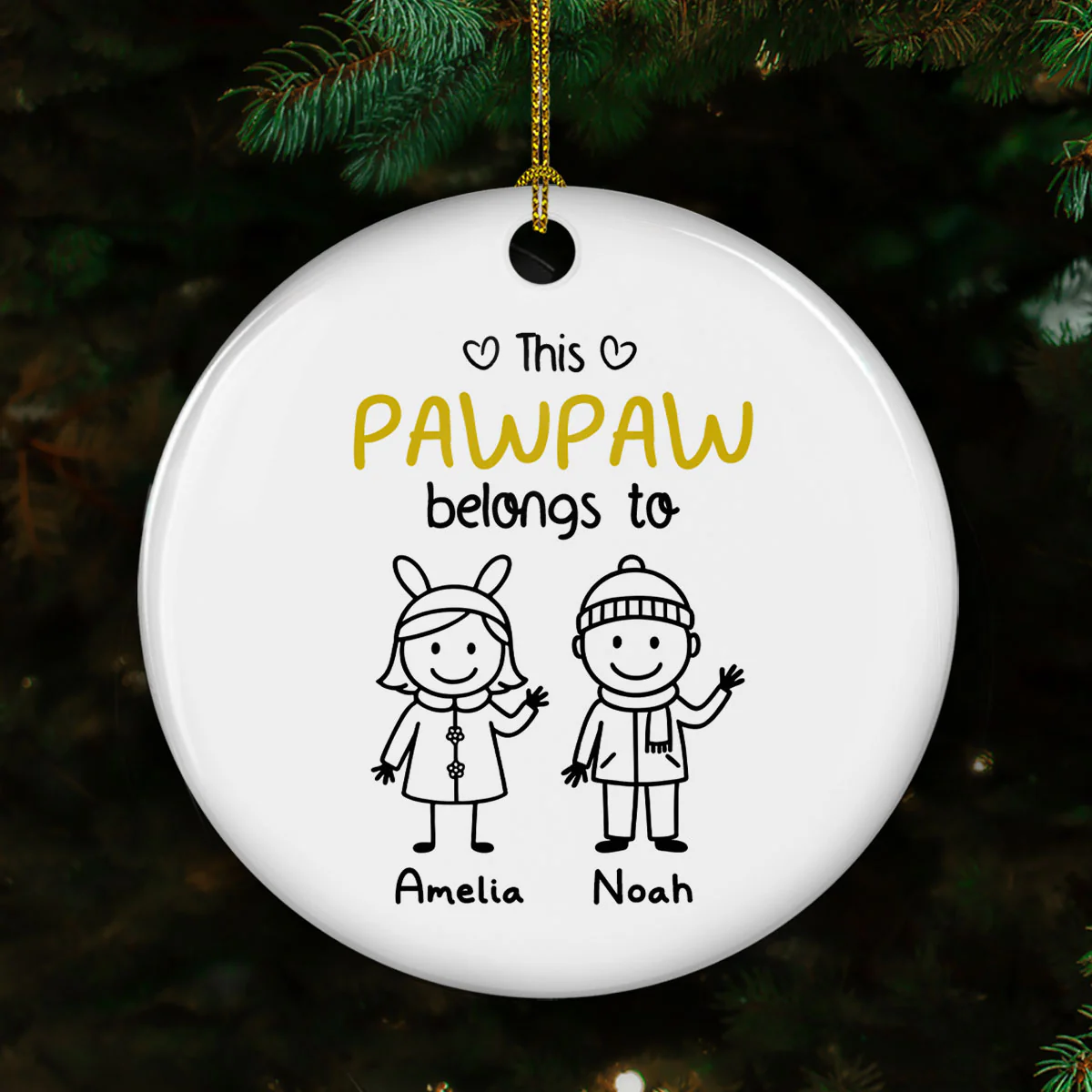 Proud To Be Their Holiday Grandpa - Personalized Custom Ceramic Ornament - Image 3