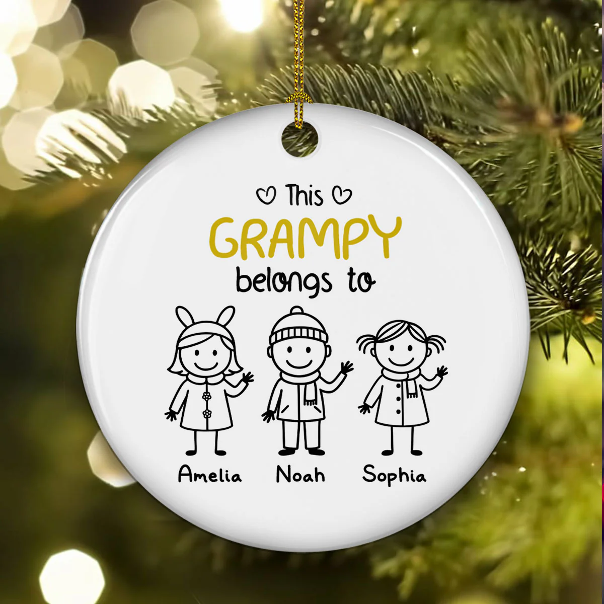Proud To Be Their Holiday Grandpa - Personalized Custom Ceramic Ornament - Image 4