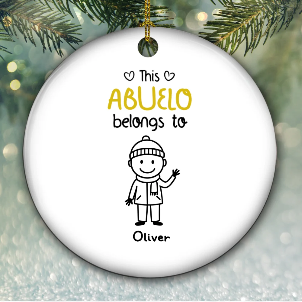 Proud To Be Their Holiday Grandpa - Personalized Custom Ceramic Ornament - Image 5