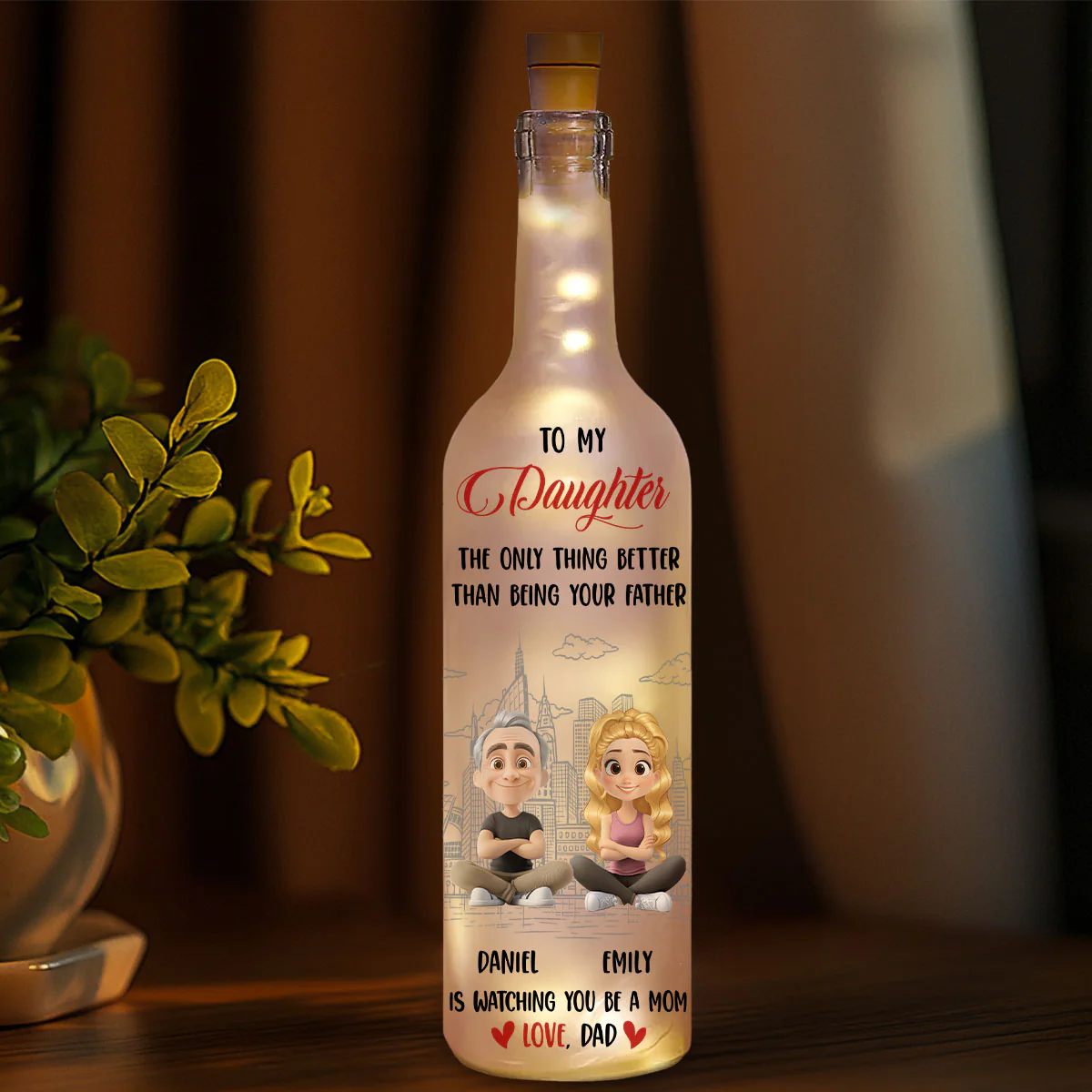 Proud To Watch You Being Mom - Personalized Custom Bottle Lamp