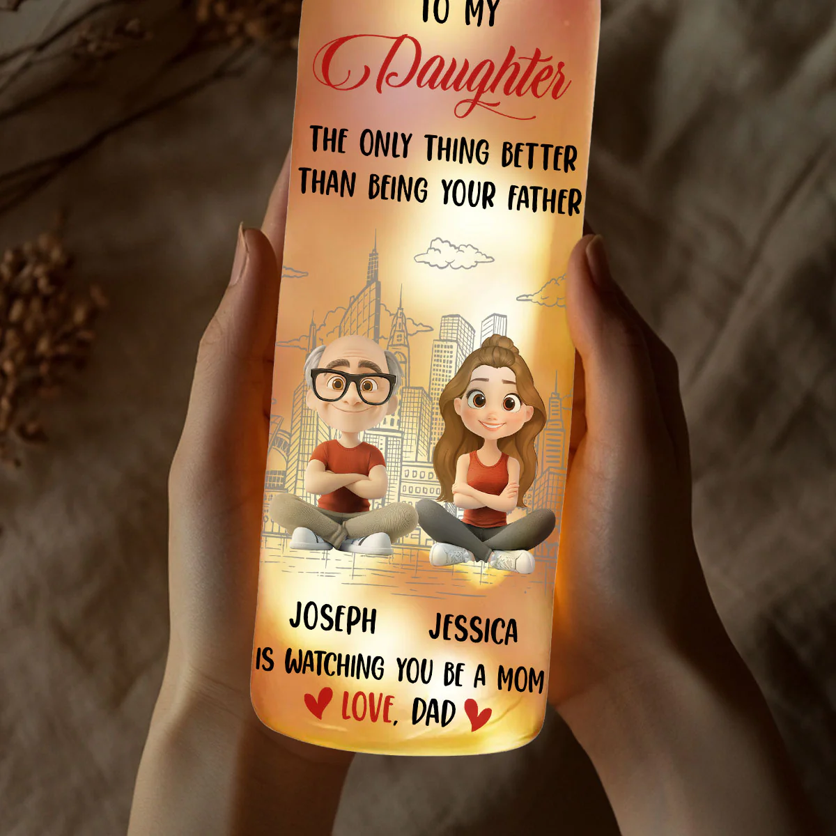 Proud To Watch You Being Mom - Personalized Custom Bottle Lamp - Image 3