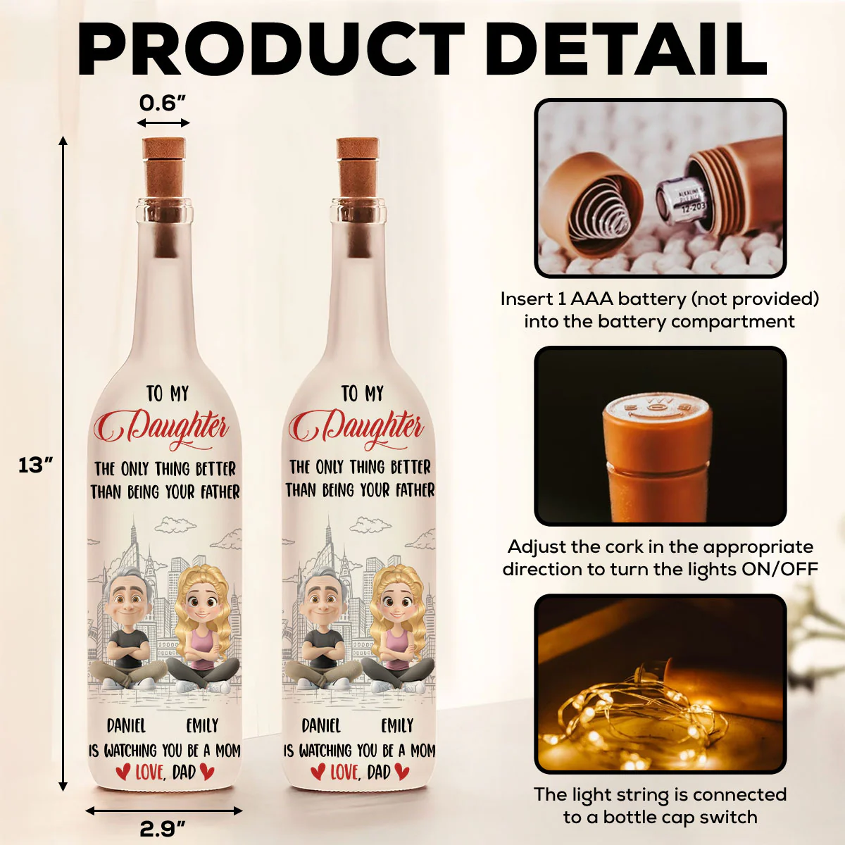 Proud To Watch You Being Mom - Personalized Custom Bottle Lamp - Image 6