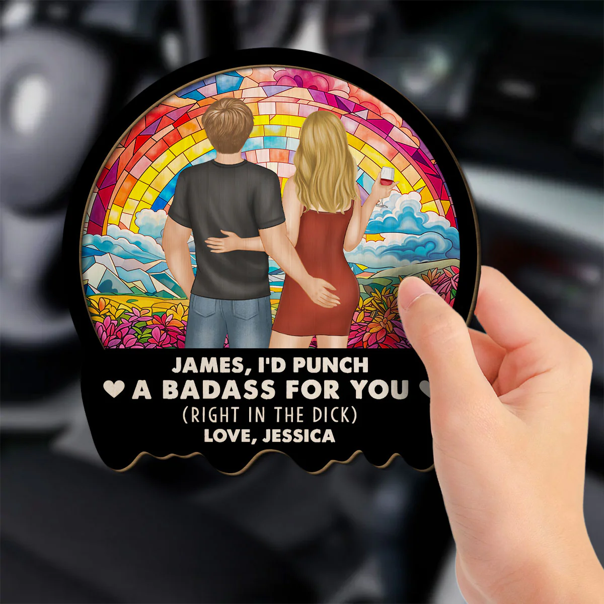 Punch A Badass For You Boyfriend Husband - Personalized Custom Car Visor Clip - Image 3
