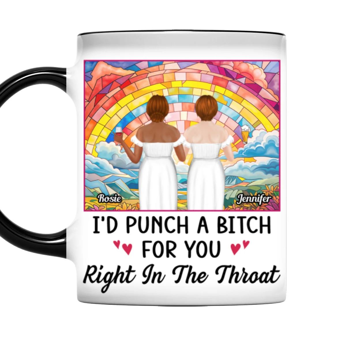 Punch A Bitch For You My Bestie - Personalized Custom Accent Mug - Image 7