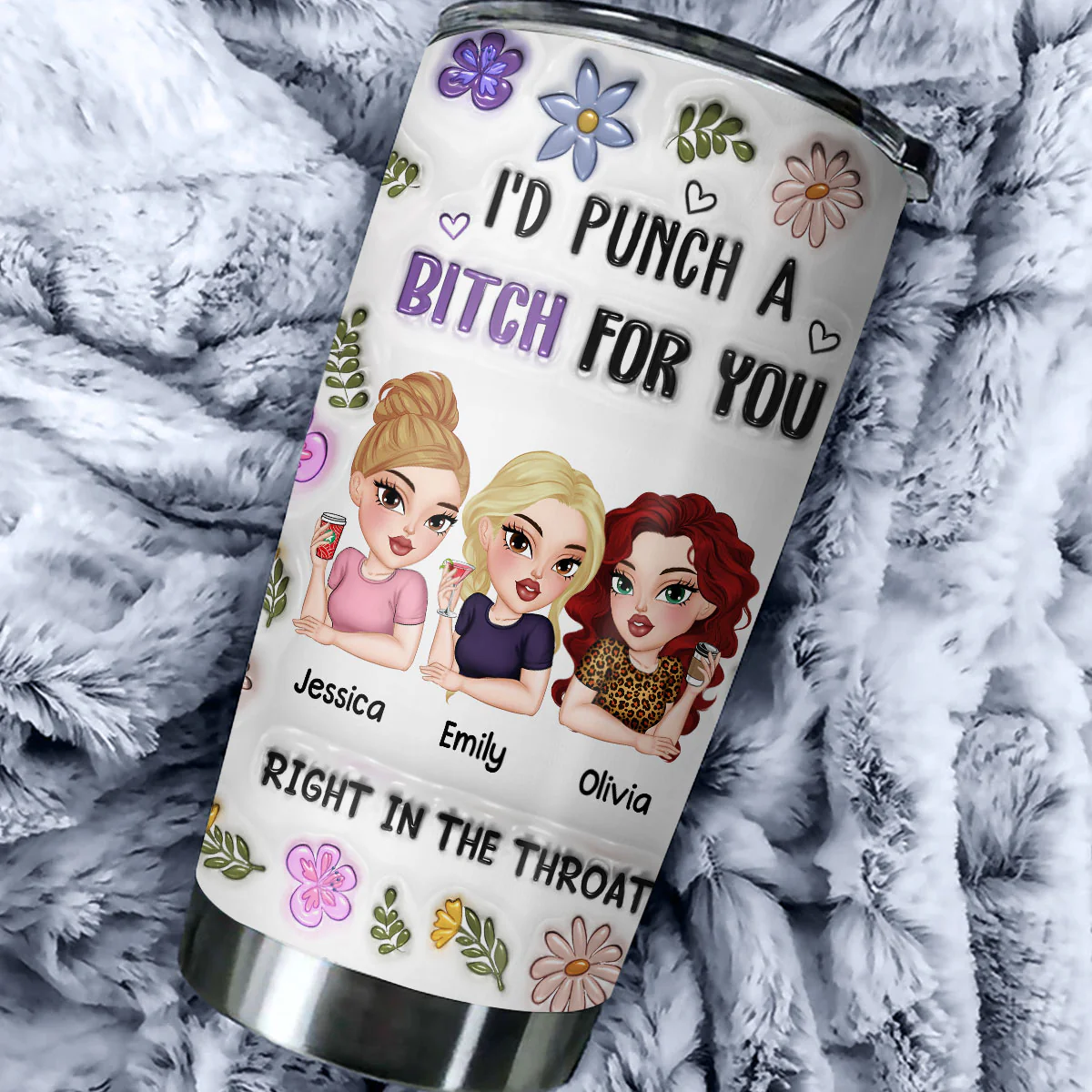 Punch A Bitch For You - Personalized Custom 3D Inflated Effect Tumbler - Image 4