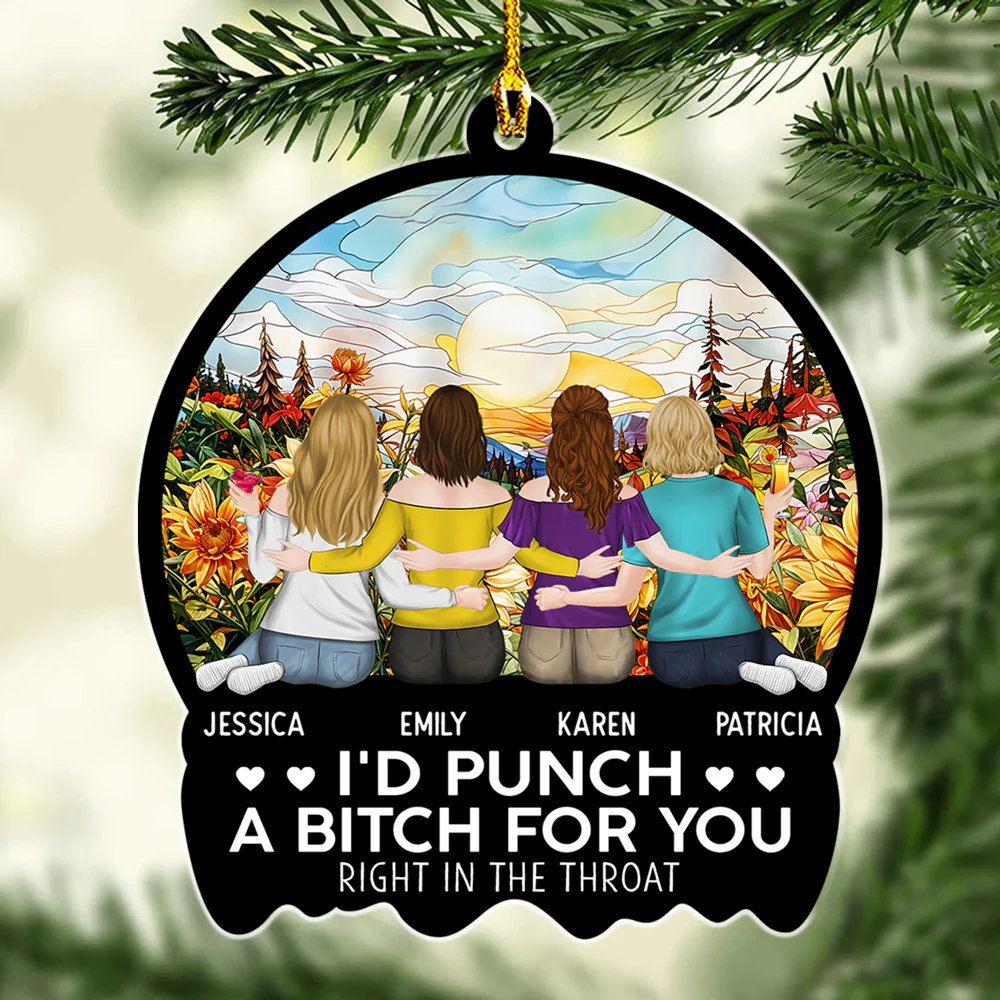 Punch A Bitch For You - Personalized Custom Acrylic Ornament - Image 3