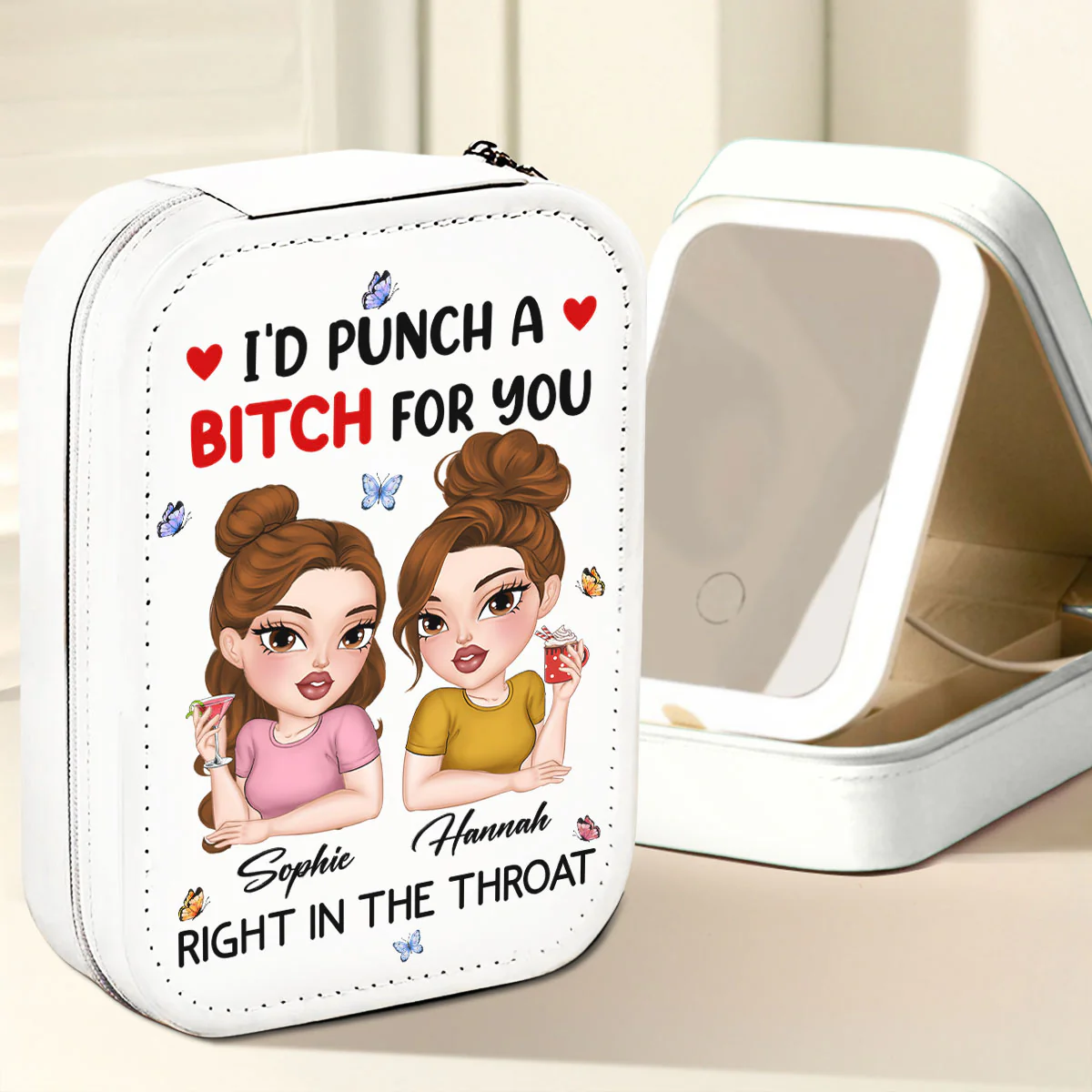Punch A Bitch For You - Personalized Custom Jewelry Box With LED Mirror