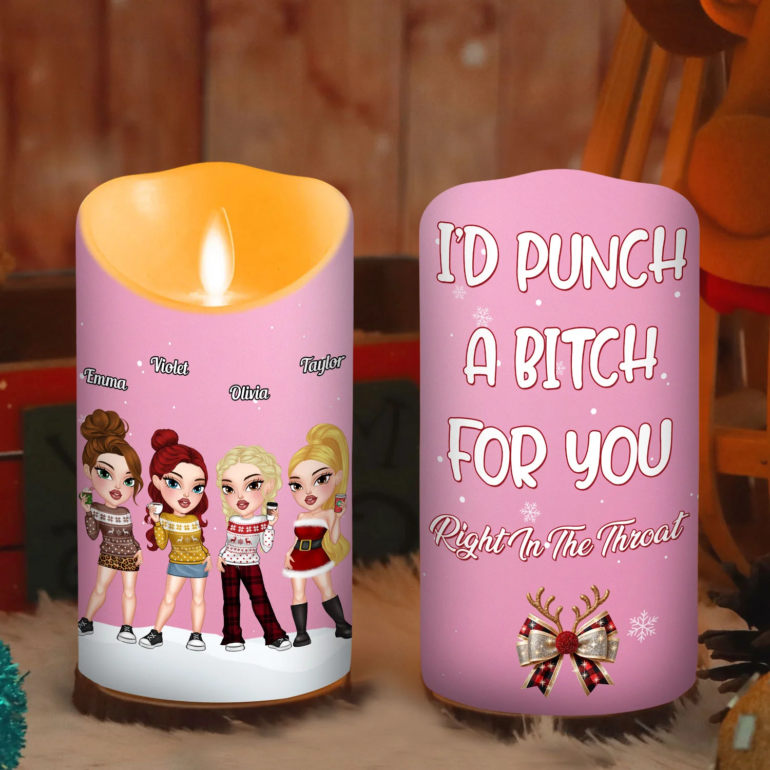 Punch A Bitch For You - Personalized Custom LED Candle - Image 5