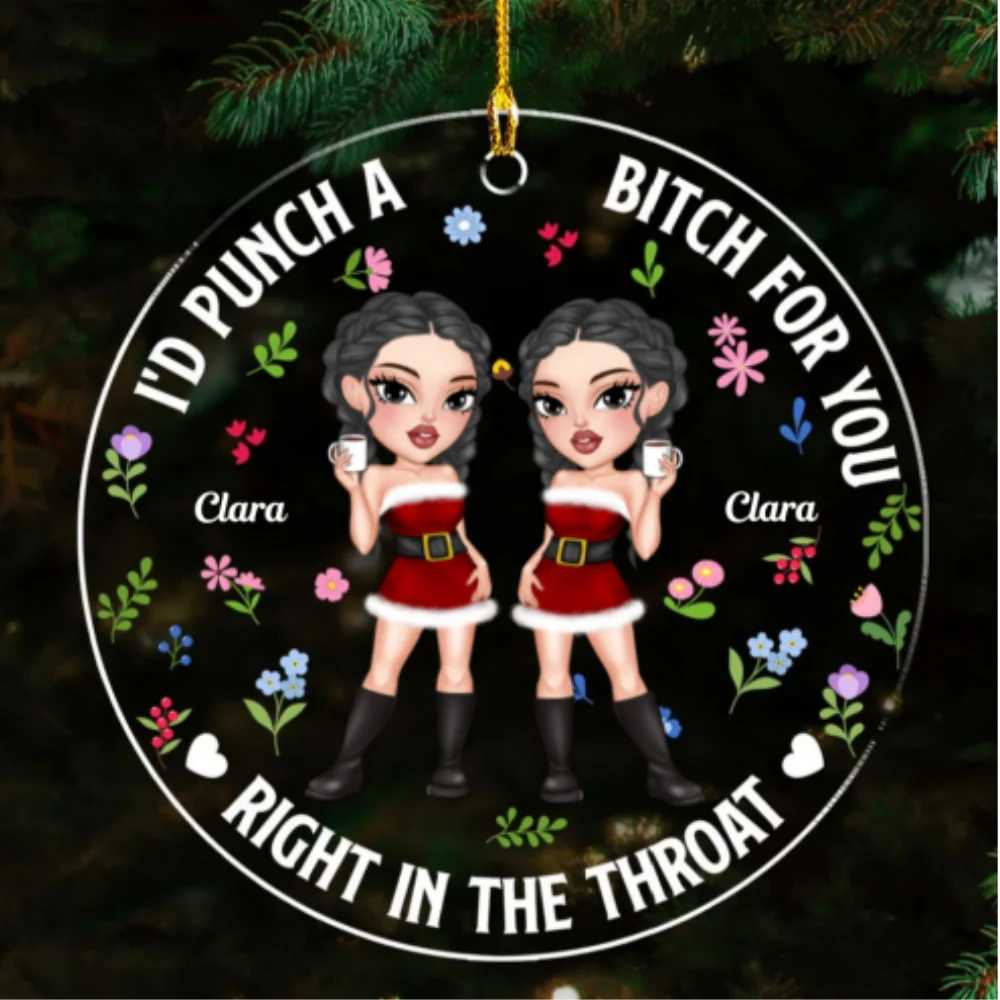 Punch Bitch Best Friend - Personalized Custom Acrylic Ornament - Image 5