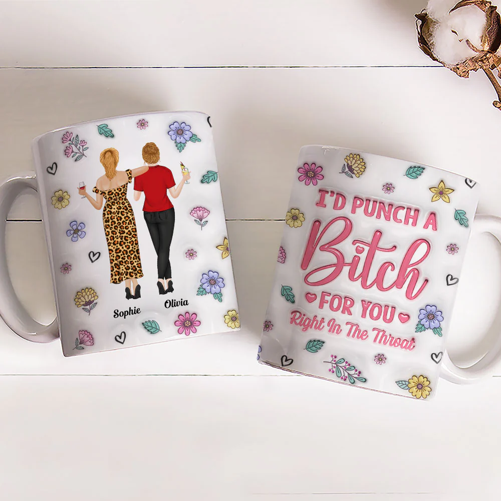 Punch Bitch Besties - Personalized Custom 3D Inflated Effect Mug - Image 2