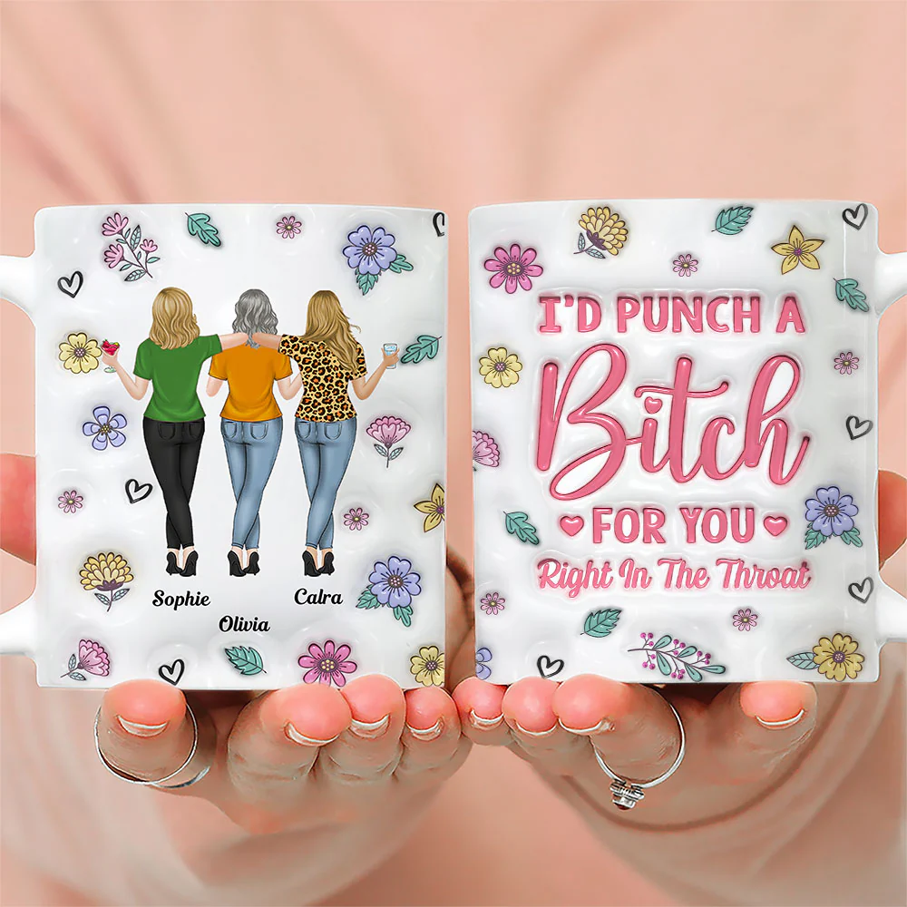 Punch Bitch Besties - Personalized Custom 3D Inflated Effect Mug - Image 3