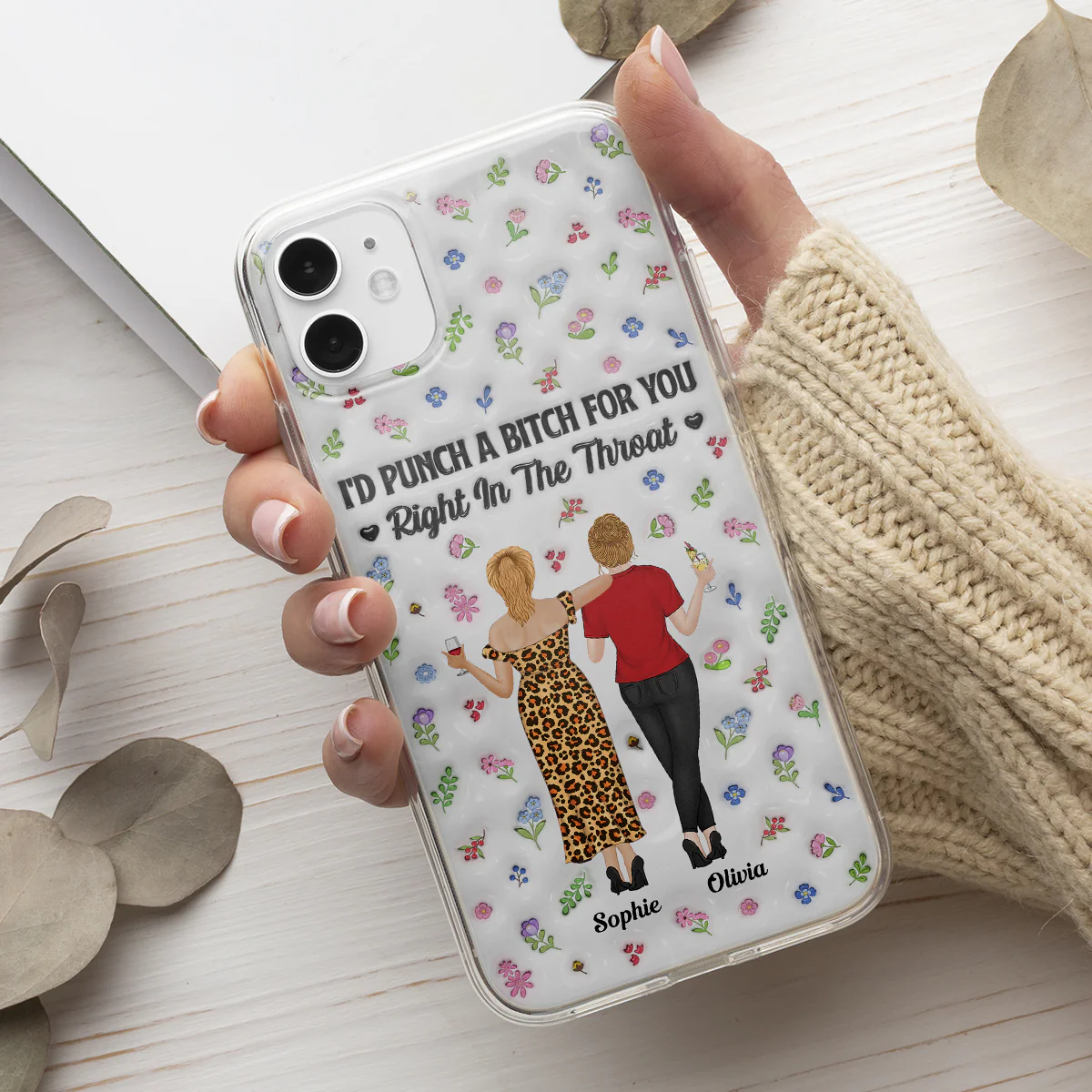 Punch Bitch Besties - Personalized Custom 3D Inflated Effect Phone Case - Image 2