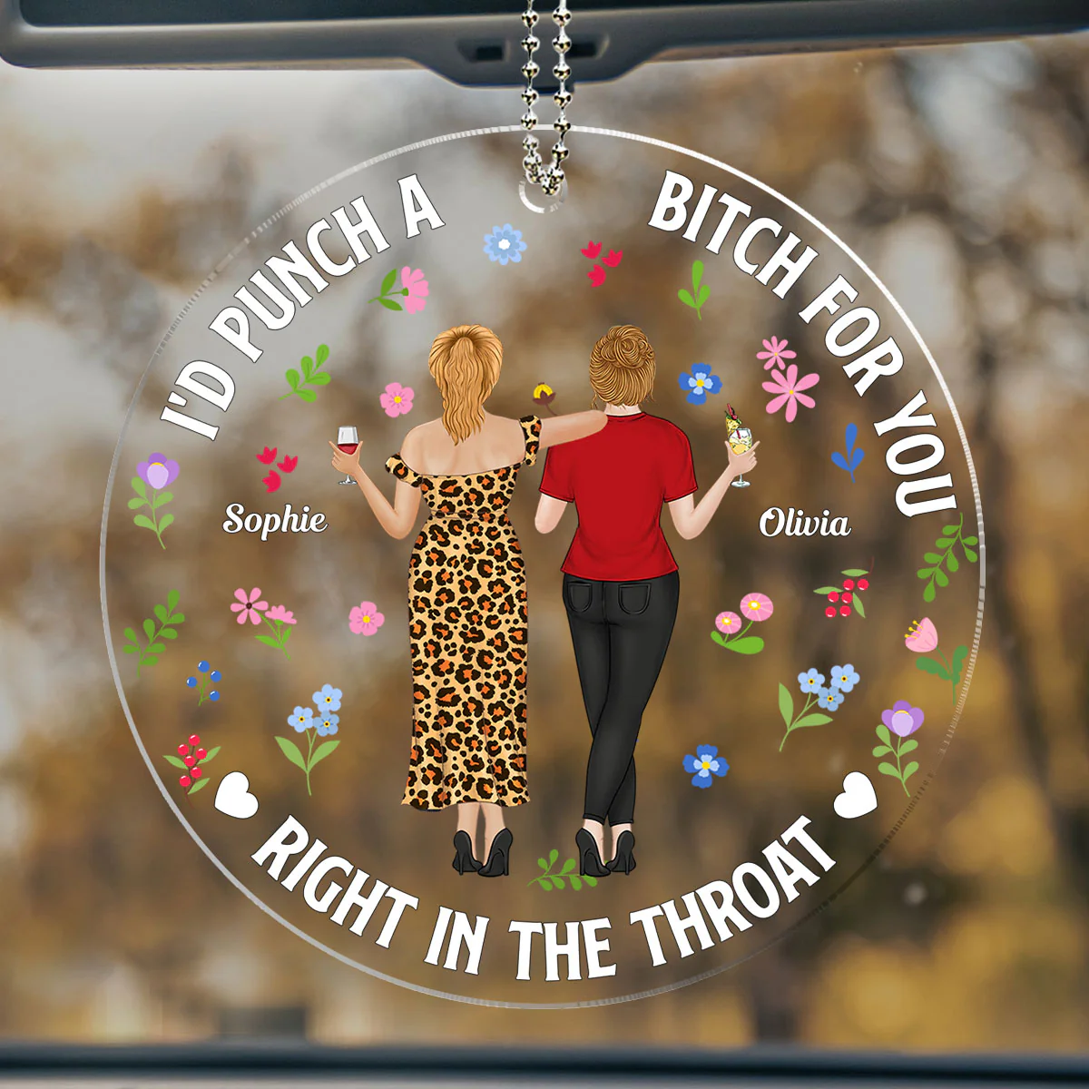 Punch Bitch Besties - Personalized Custom Car Ornament - Image 2
