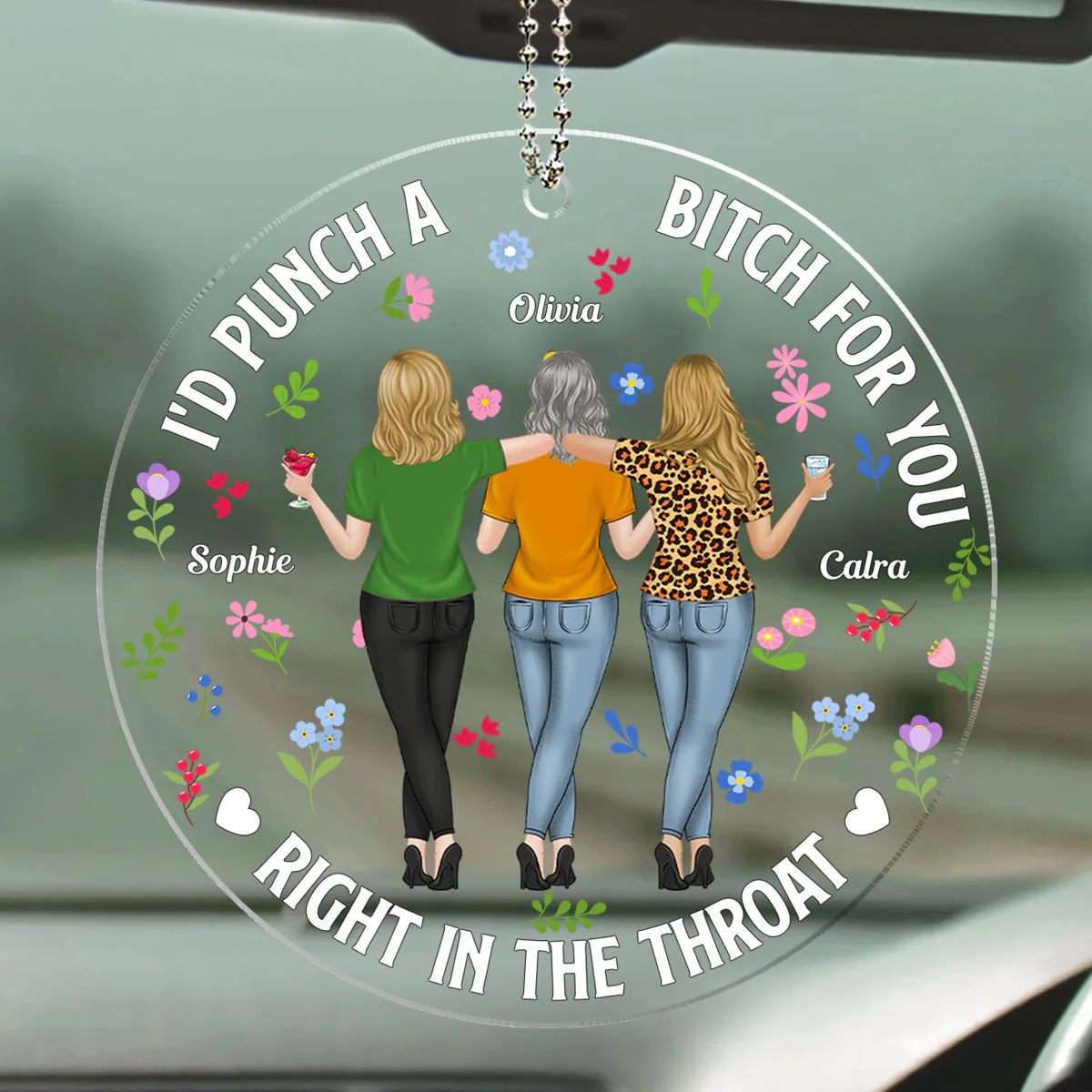 Punch Bitch Besties - Personalized Custom Car Ornament - Image 3