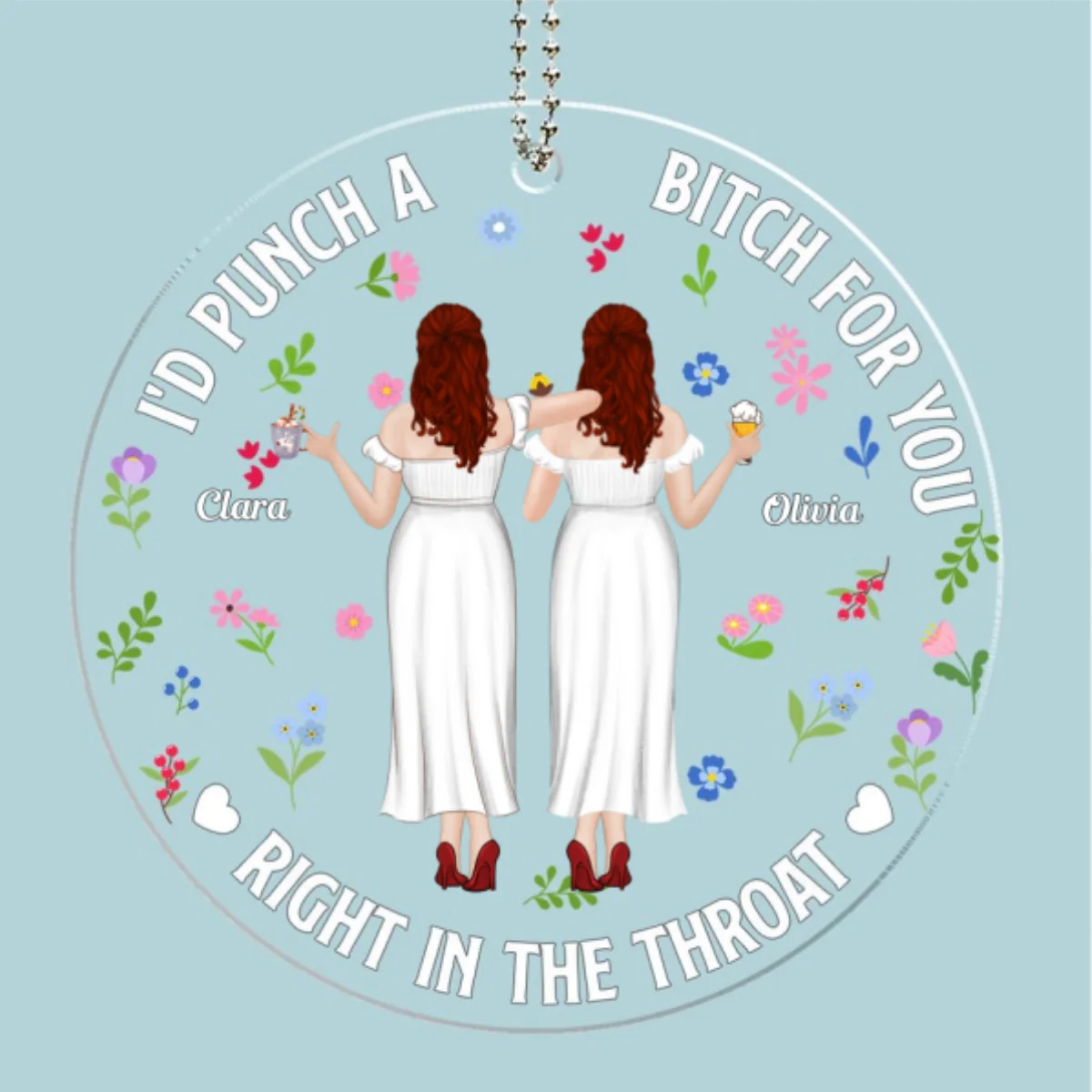 Punch Bitch Besties - Personalized Custom Car Ornament - Image 6