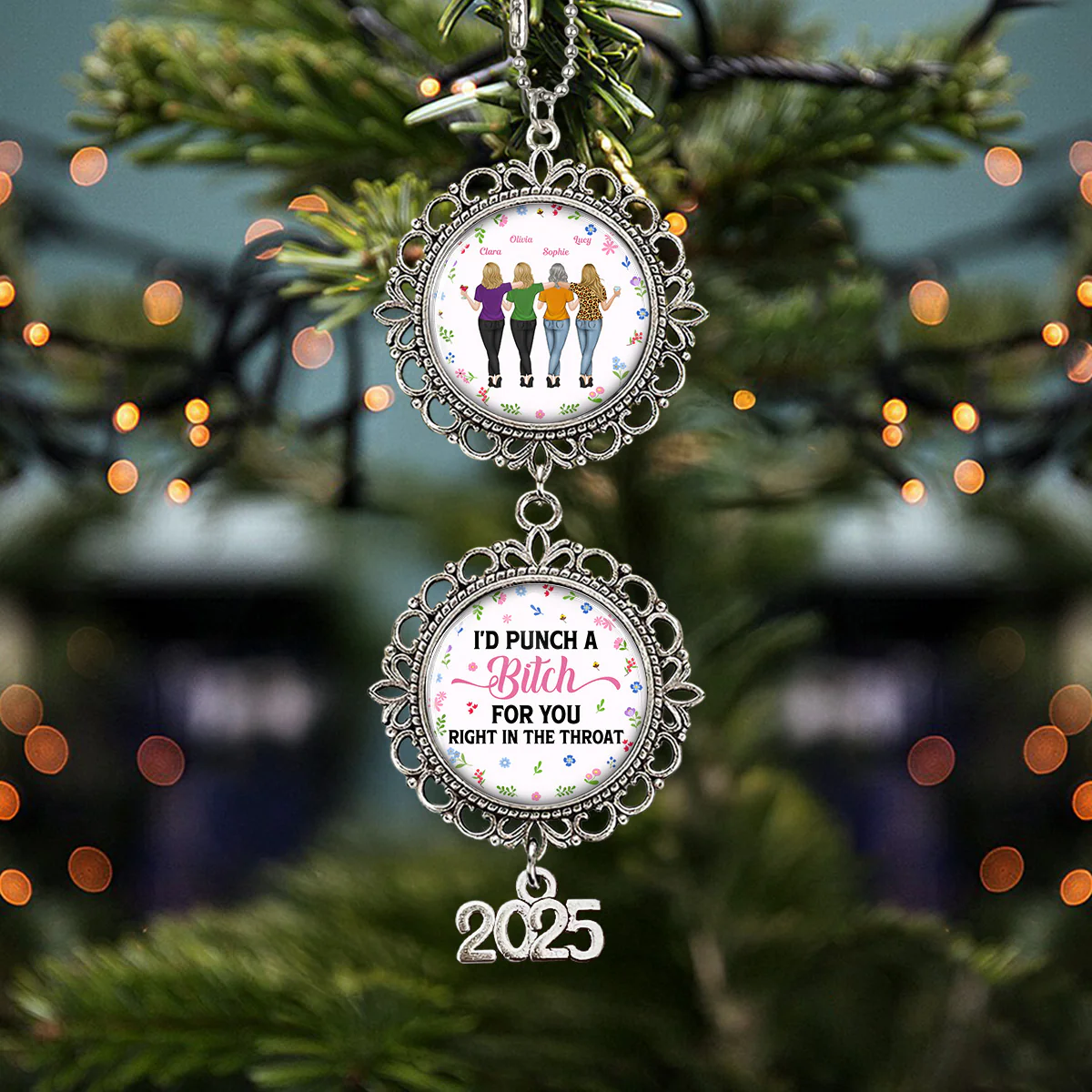 Punch Bitch Besties - Personalized Custom Charming Ornament - Image 2